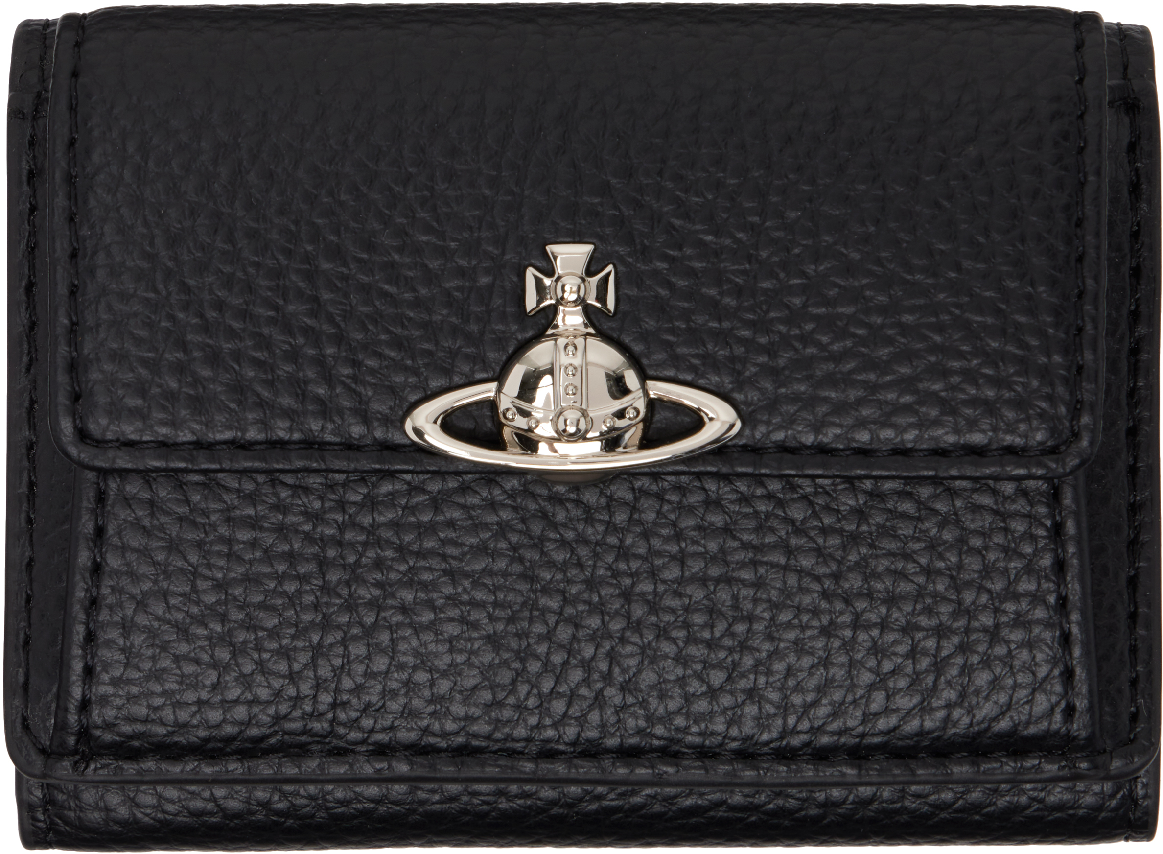 Vivienne Westwood: Black Small Flap Purse Wallet | SSENSE