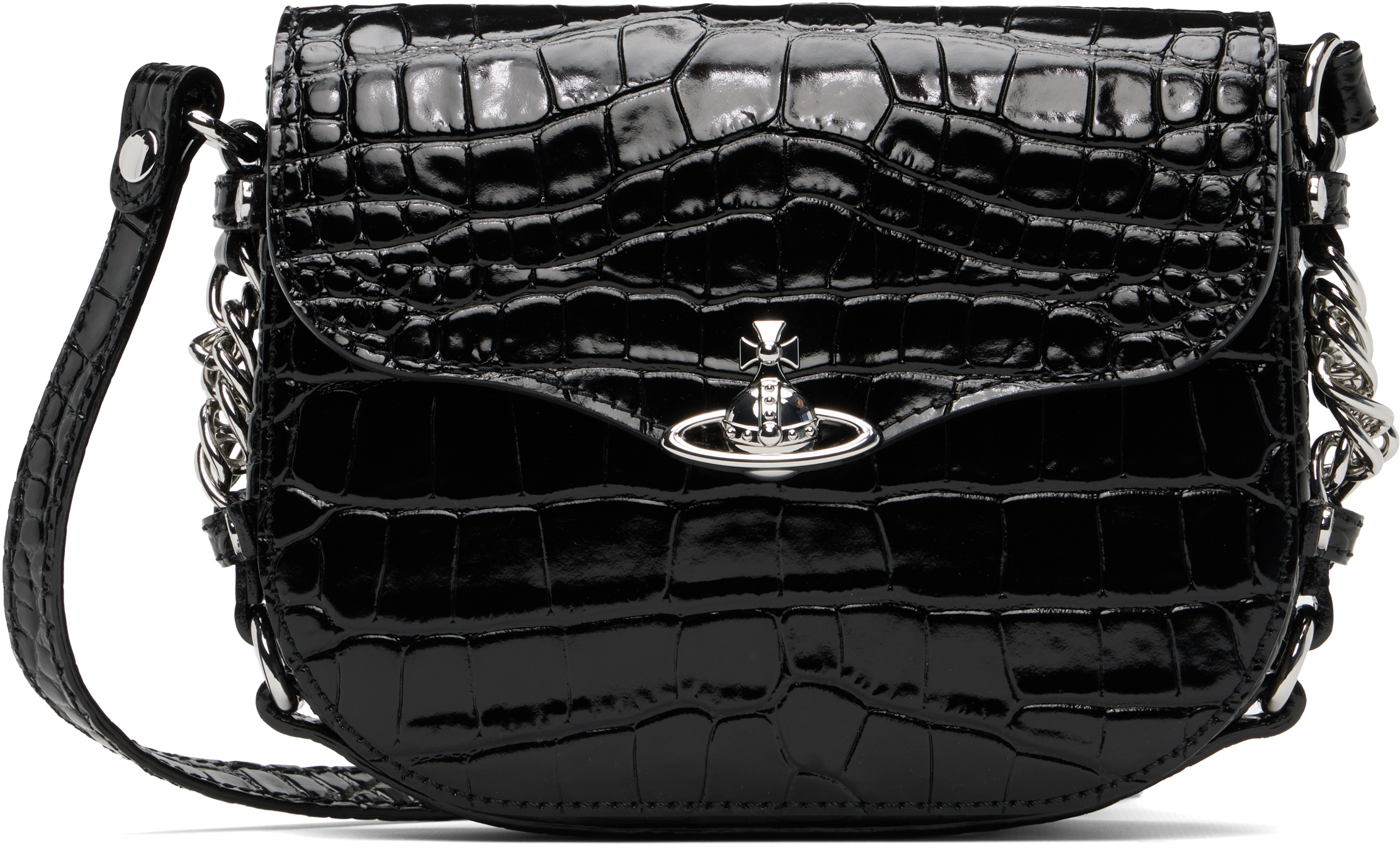 Vivienne Westwood: ブラック Hunter フラップ クロスボディバッグ