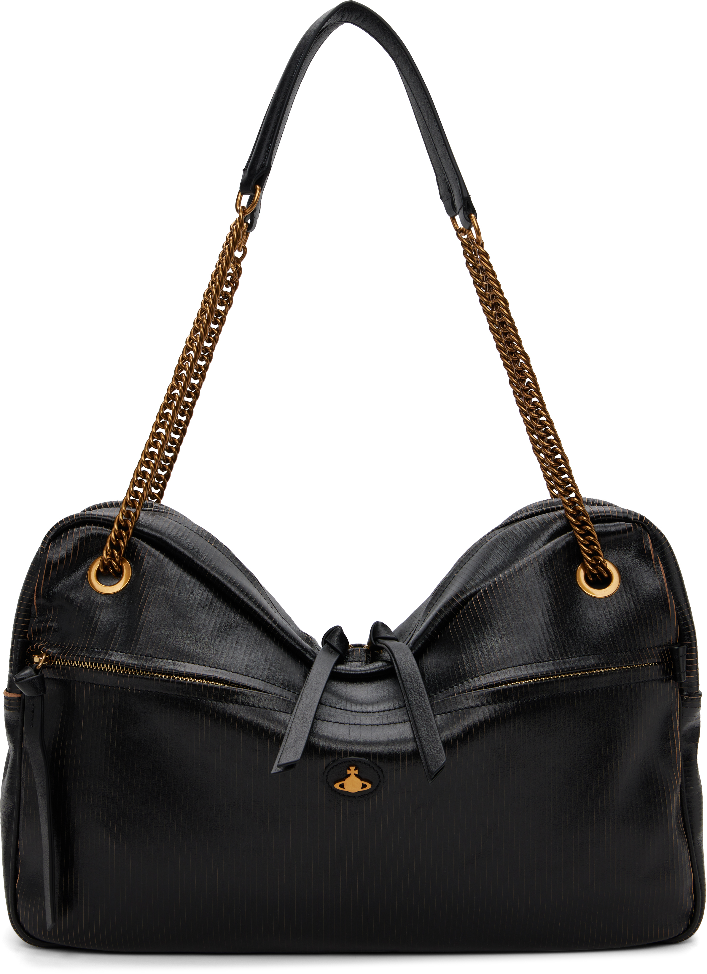 Vivienne Westwood: ブラック ラージ Dolce ショルダーバッグ | SSENSE