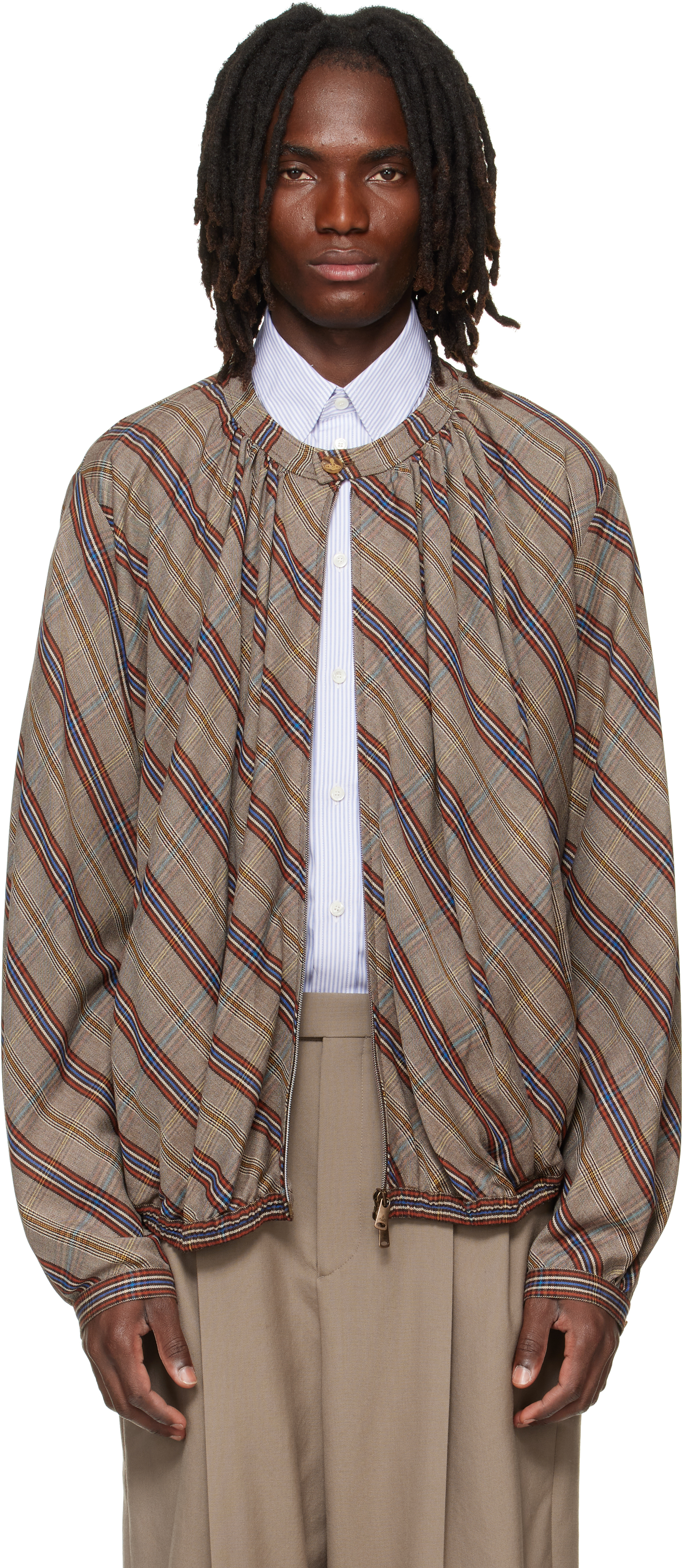 Vivienne Westwood: Beige Gathered Bomber Jacket | SSENSE Canada