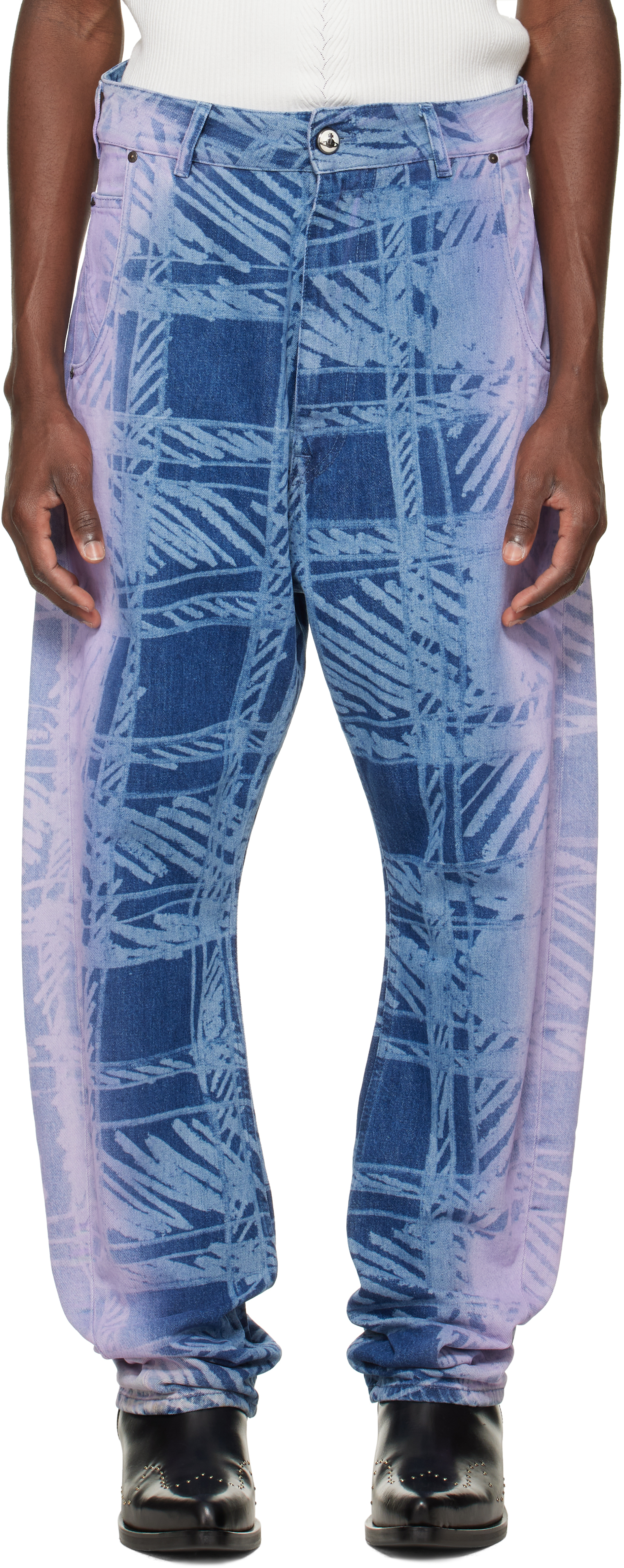 Vivienne Westwood: Blue & Purple Buckle Back Jeans | SSENSE Canada