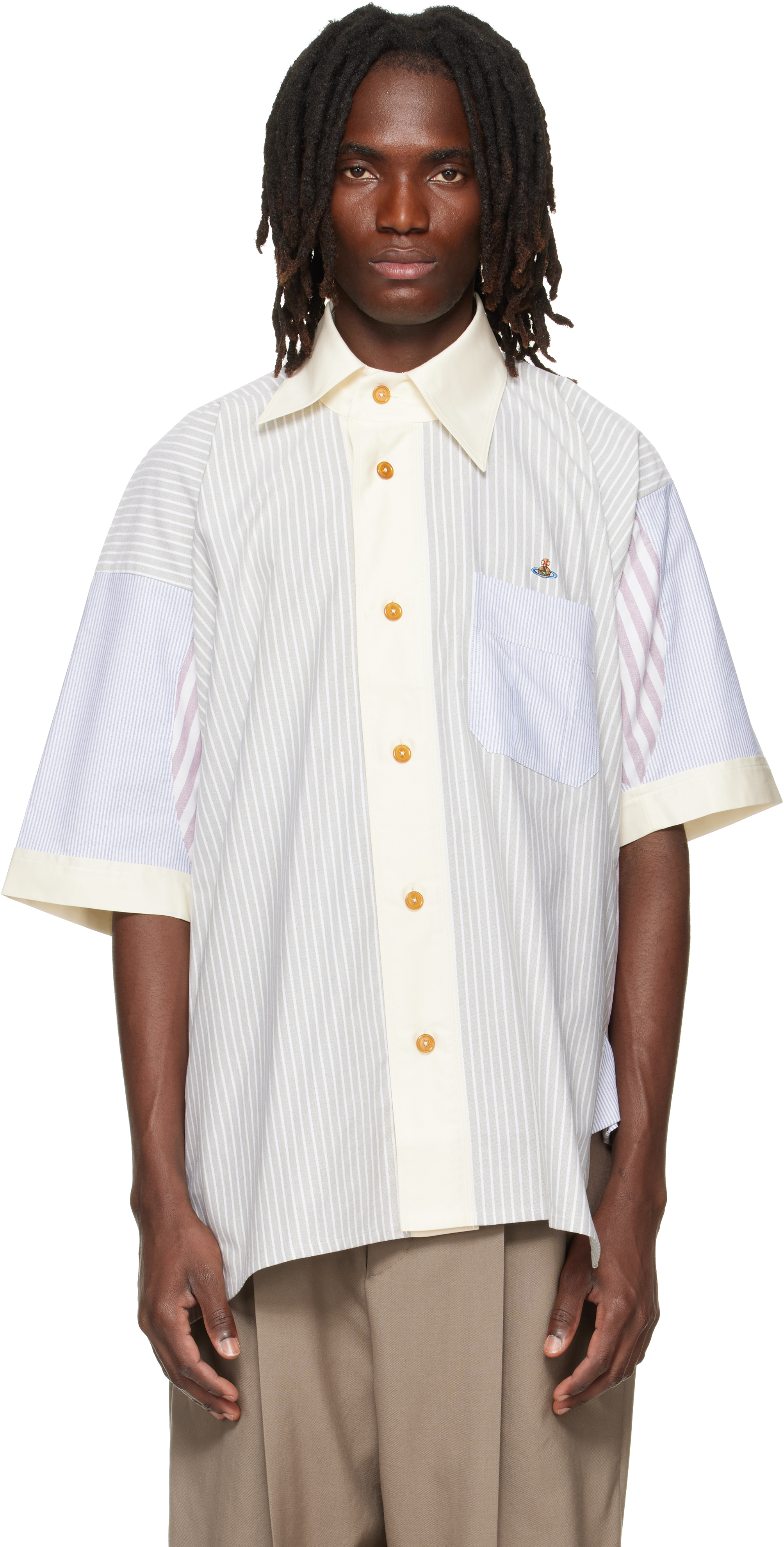 Vivienne Westwood: White S/S Asymmetric Collar Shirt | SSENSE