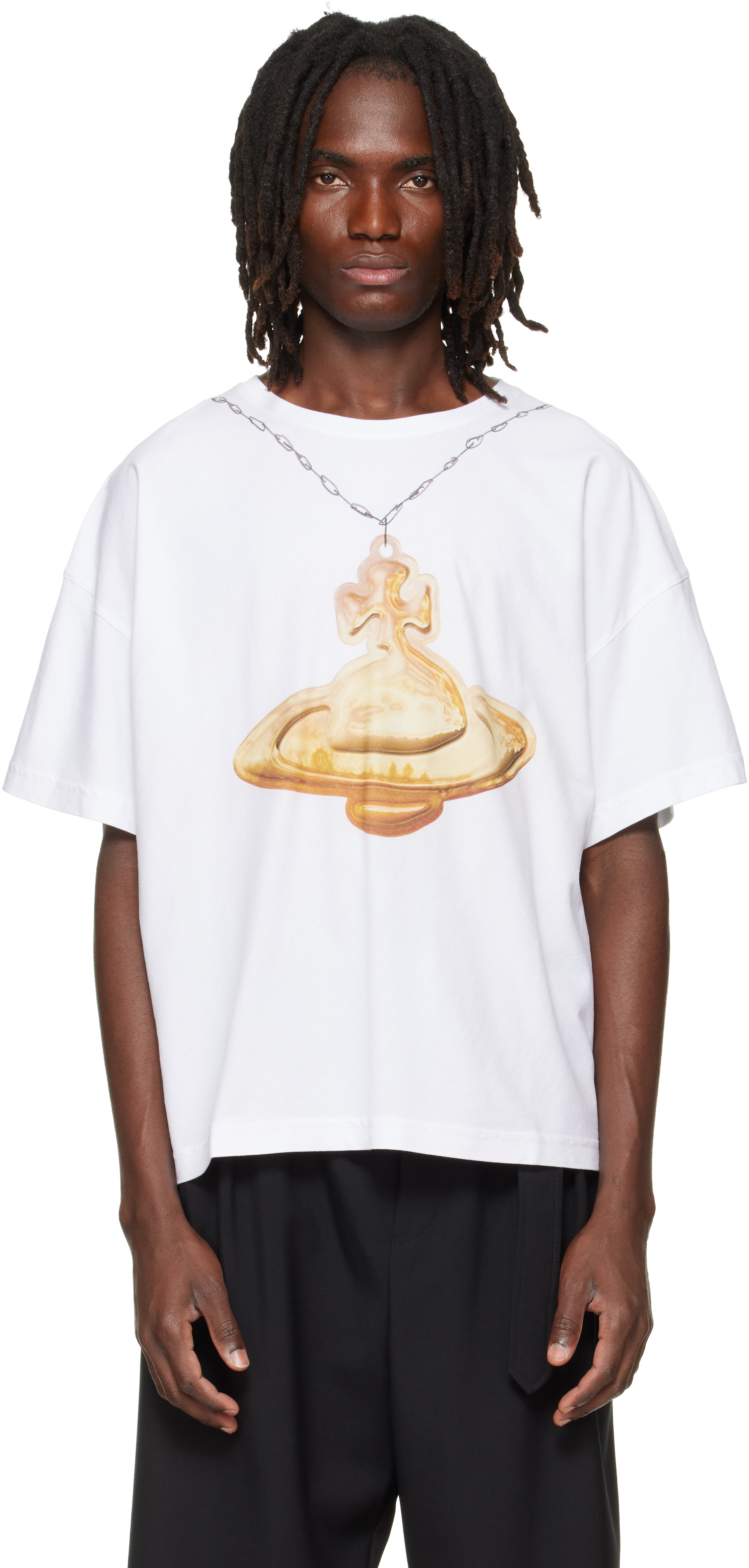 Vivienne Westwood: ホワイト Gold Orb オーバーサイズ ボックス T