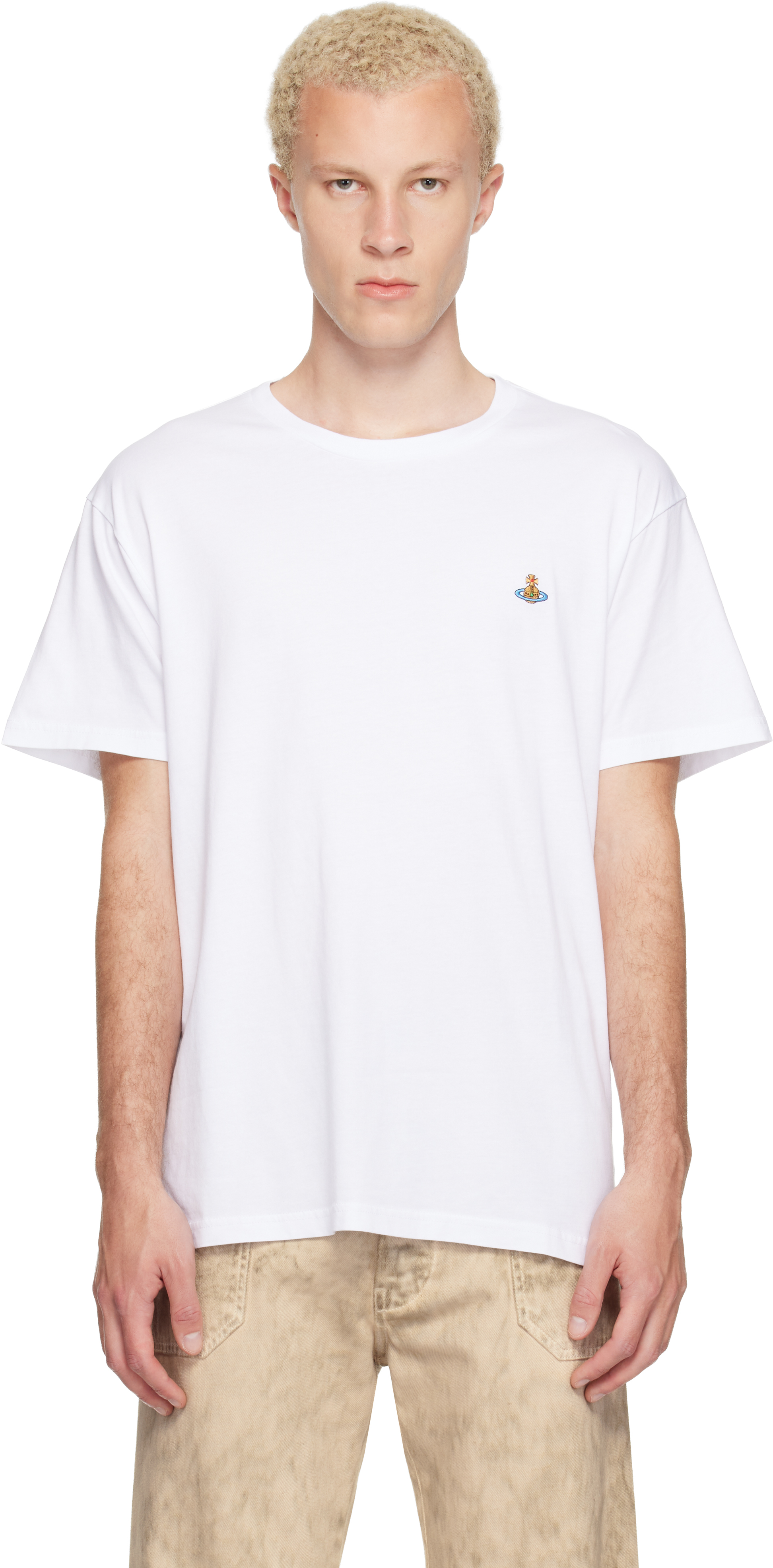 Vivienne Westwood ホワイト Tシャツ 48 Vivienne Westwood: White Classic Multicolor Orb T-shirt | SSENSE
