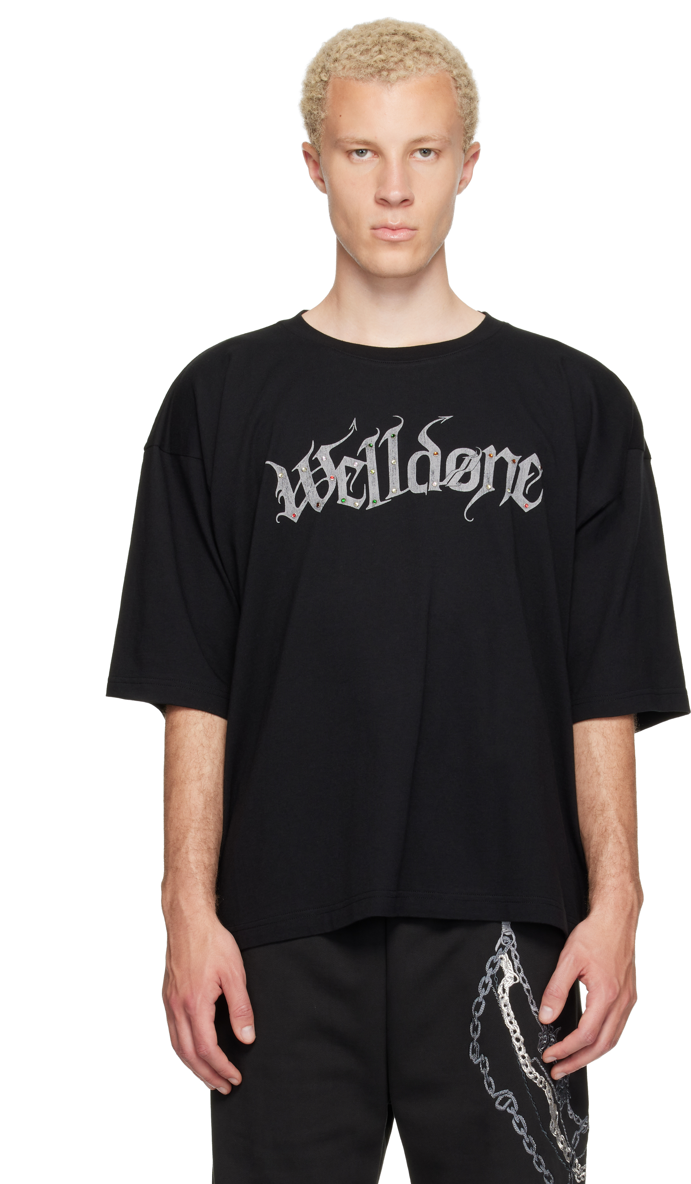 We11done: ブラック Devil Arms Up Tシャツ | SSENSE 日本