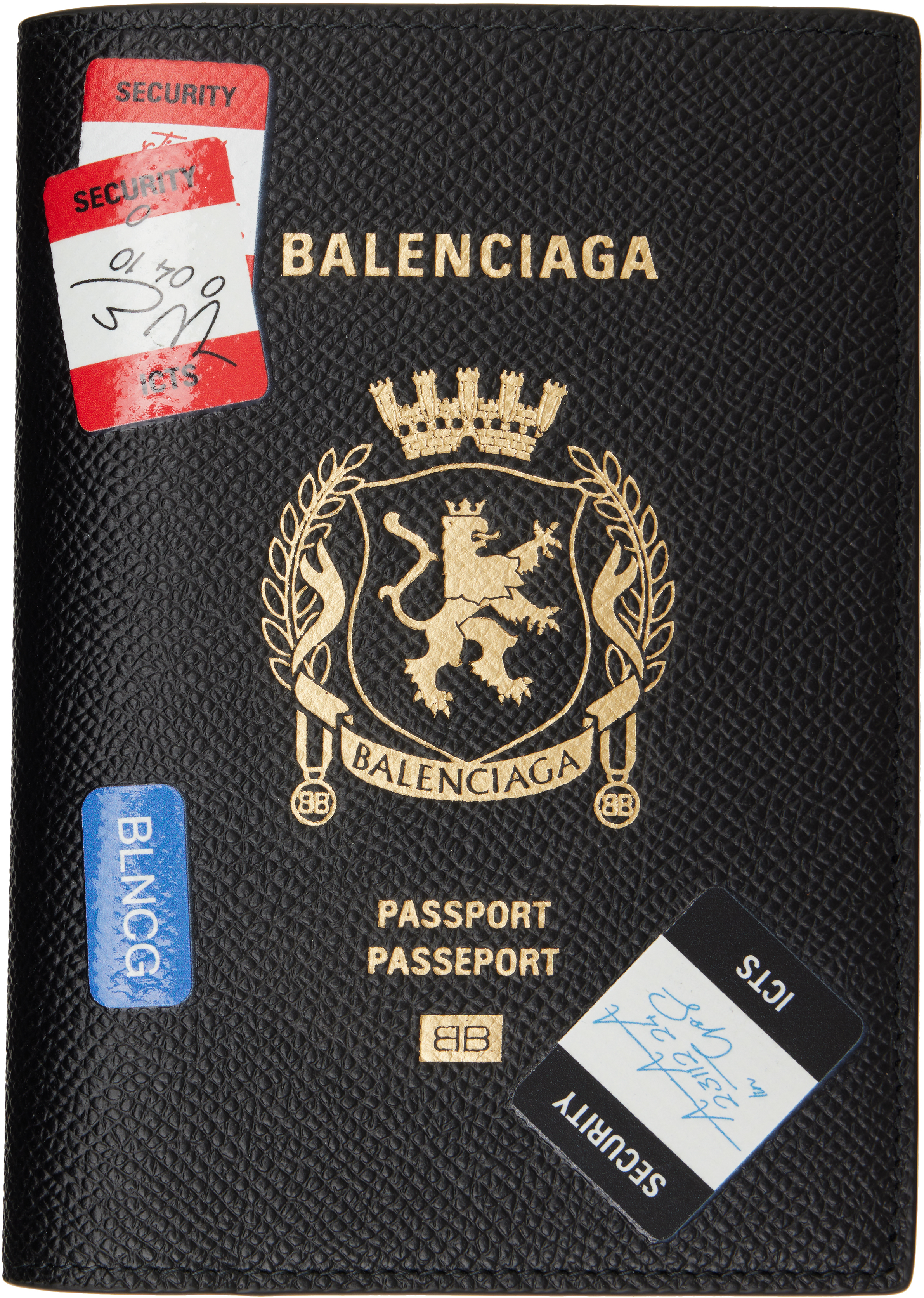 Balenciaga: ブラック カーフスキン パスポートケース | SSENSE 日本