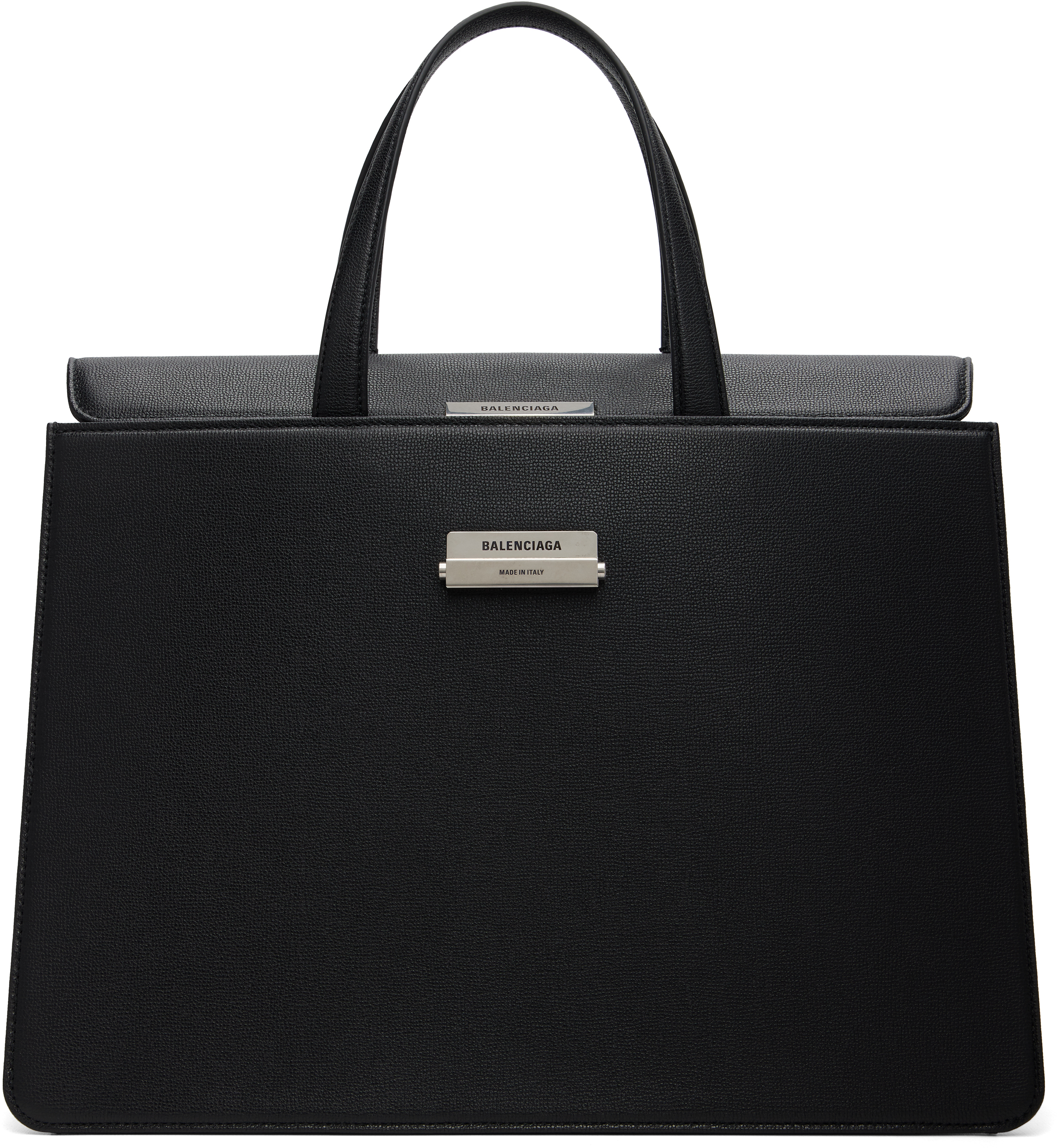 Balenciaga ブラックレザー ブリーフケース　トート Balenciaga: Black Briefcase Bag | SSENSE Canada