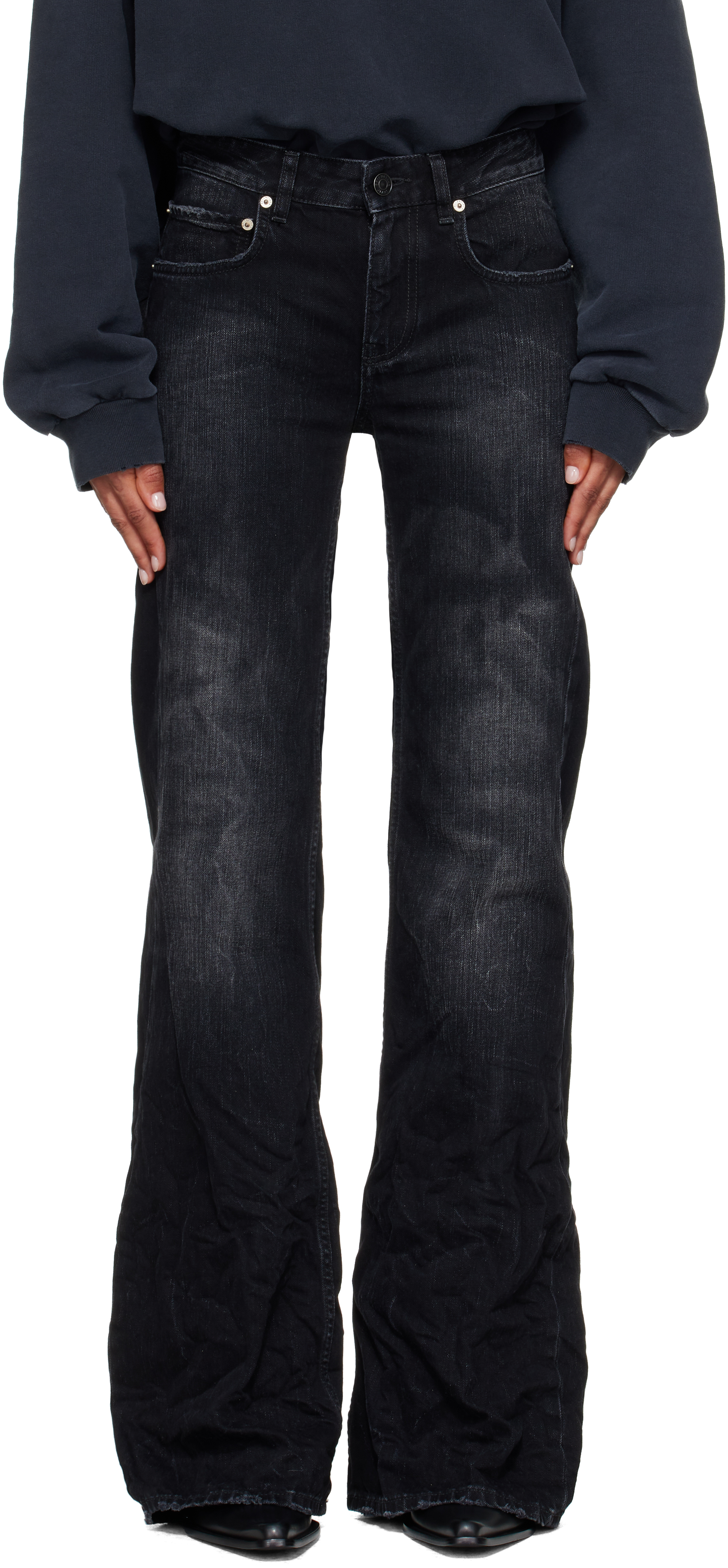 Balenciaga: Black Wide Leg Jeans | SSENSE
