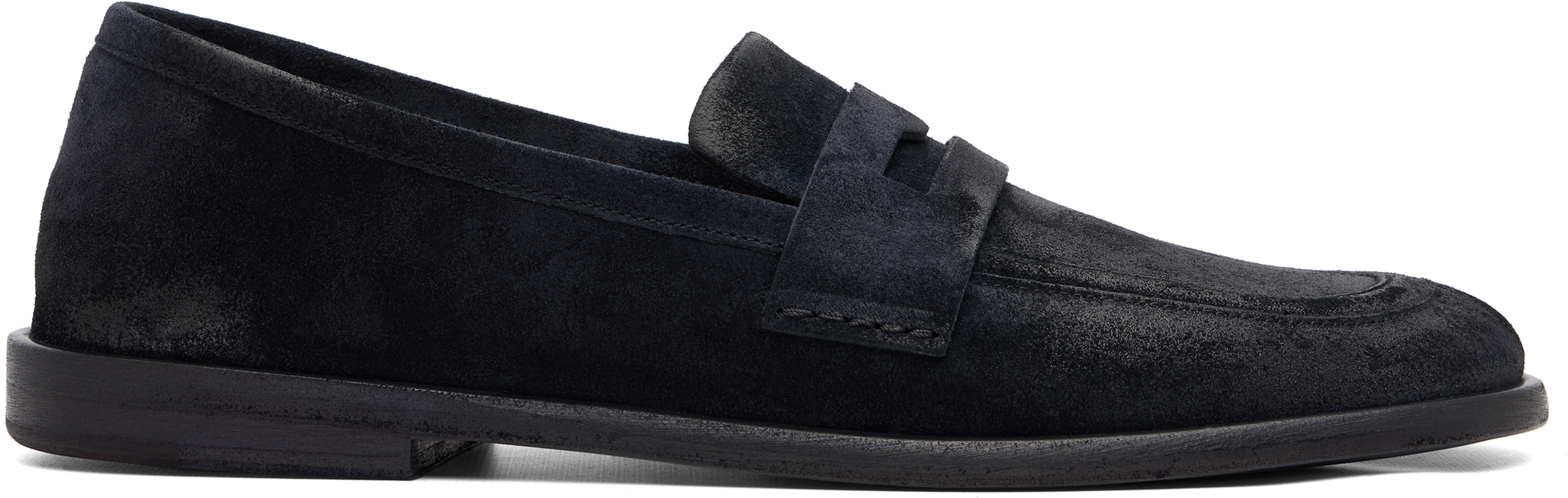 Marsèll: Navy Stesa Reversed Leather Loafers | SSENSE