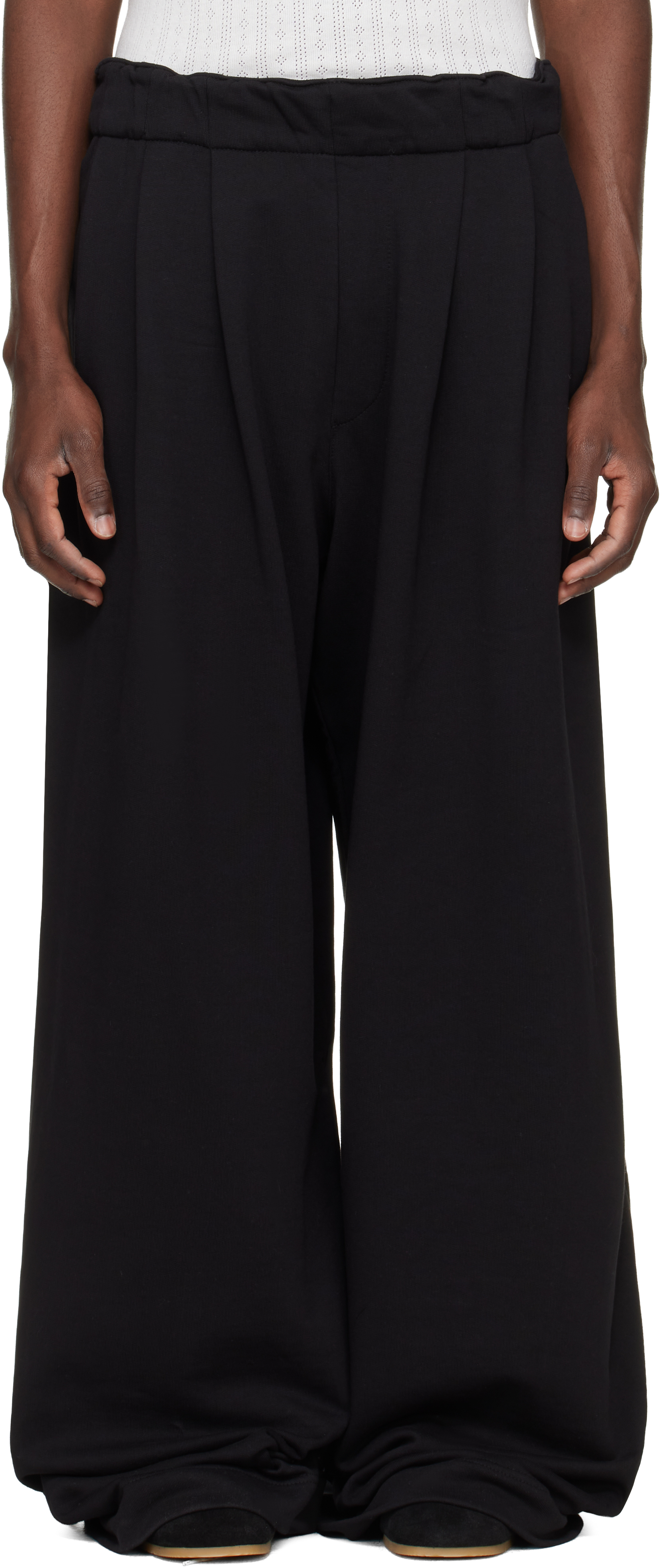 Dries Van Noten: Black Pleated Sweatpants | SSENSE