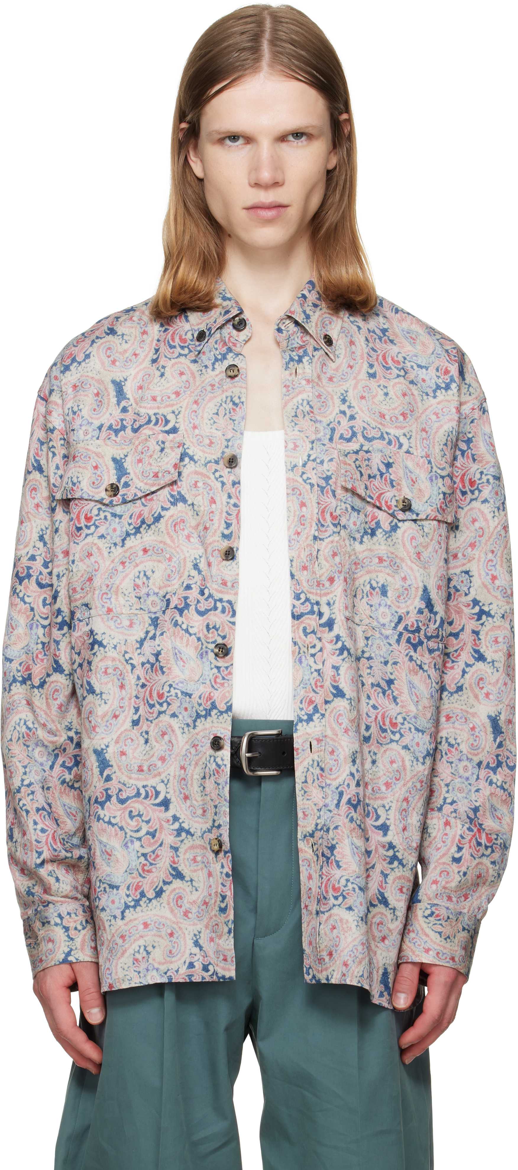 Dries Van Noten: Pink Loose Jacquard Shirt | SSENSE