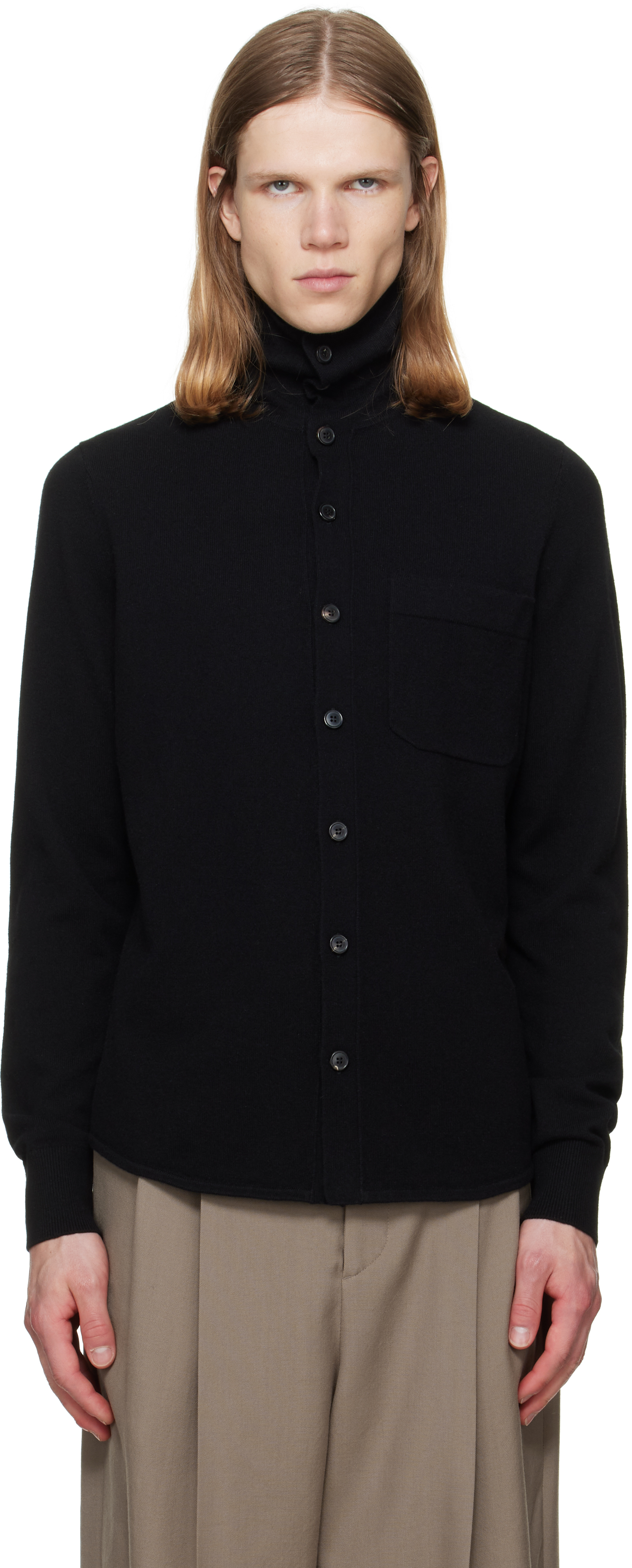 Dries Van Noten: ブラック カラー カシミヤ カーディガン | SSENSE 日本