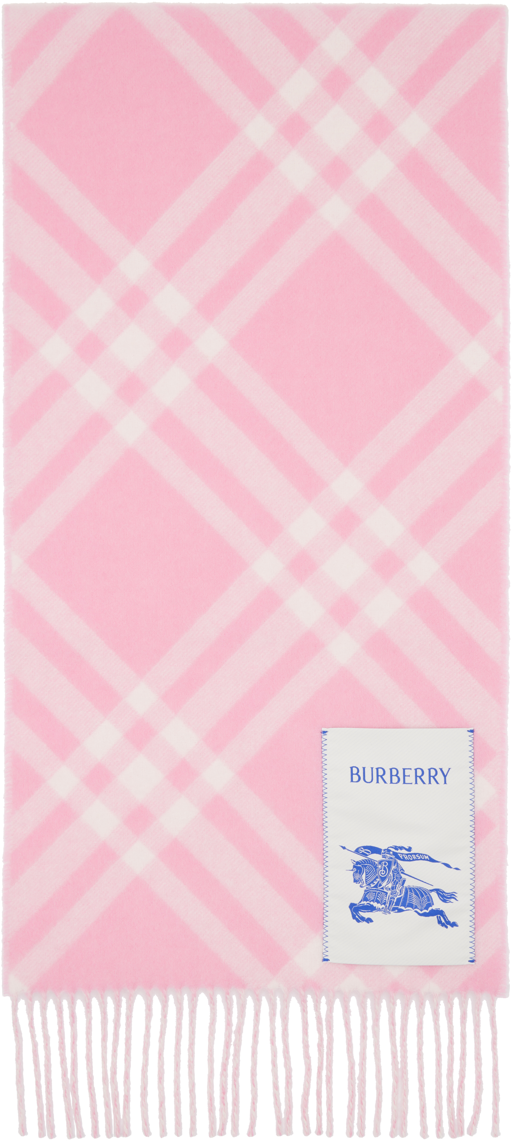 Burberry: ピンク チェック カシミヤ マフラー | SSENSE 日本