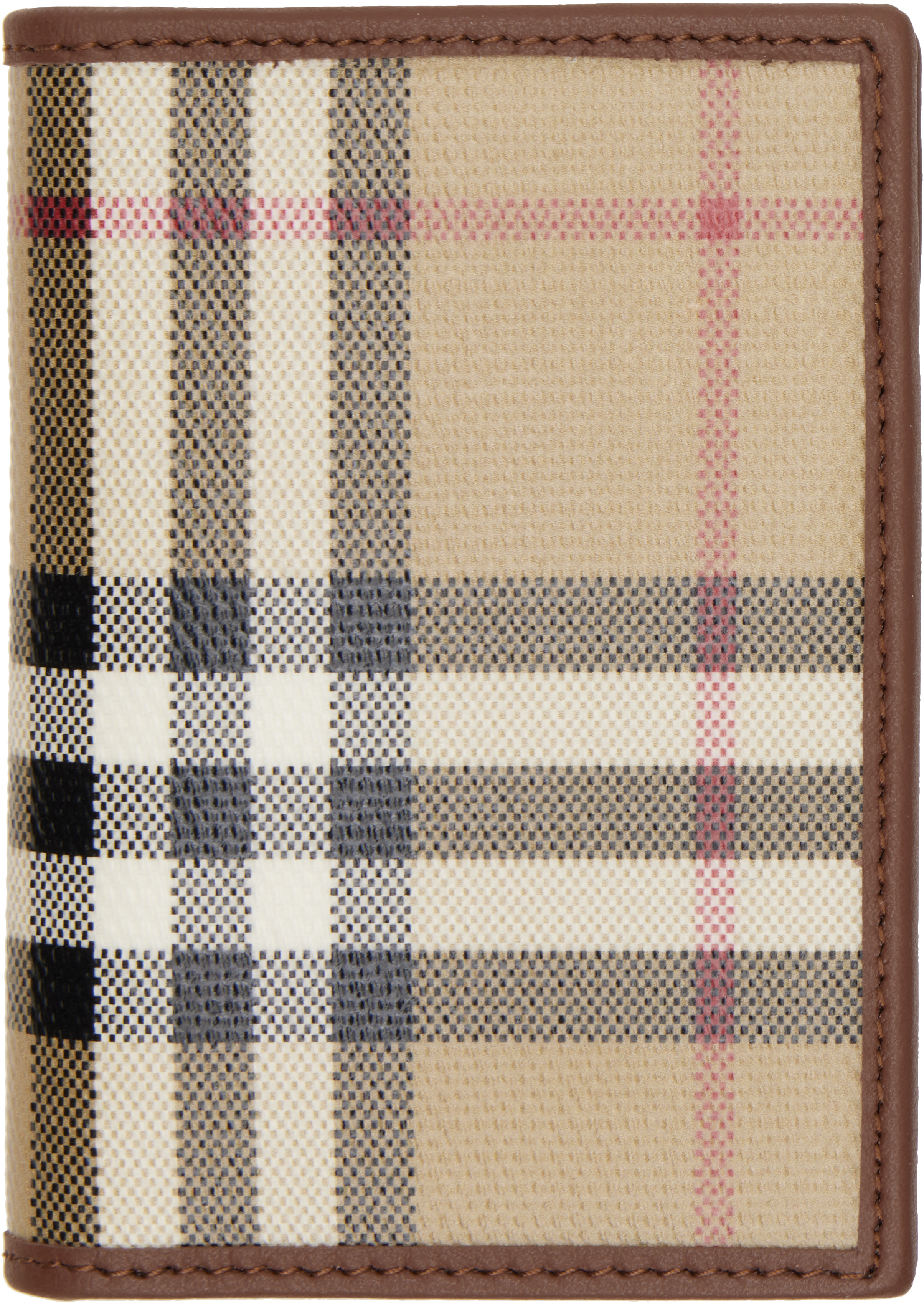 Burberry: Beige Check Folding Card Holder | SSENSE Canada