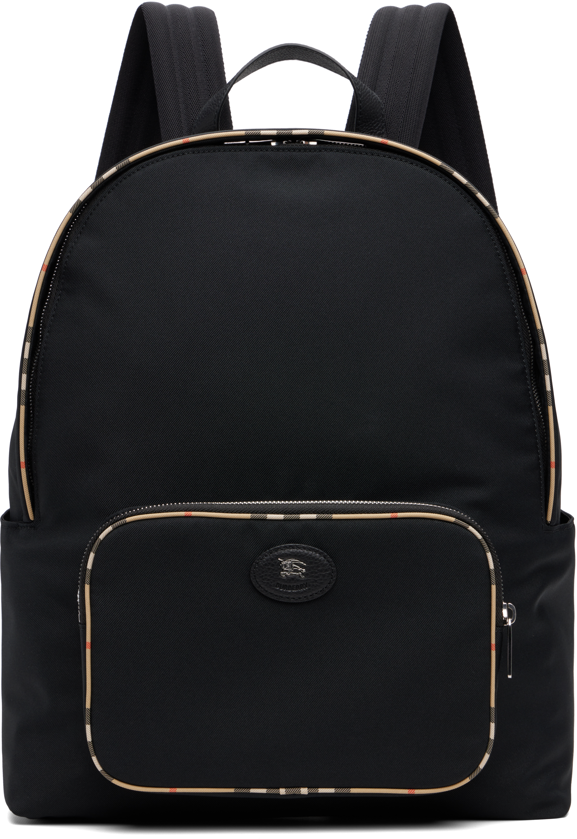 burberry leather trim backpack Burberry: Black Check Trim Backpack