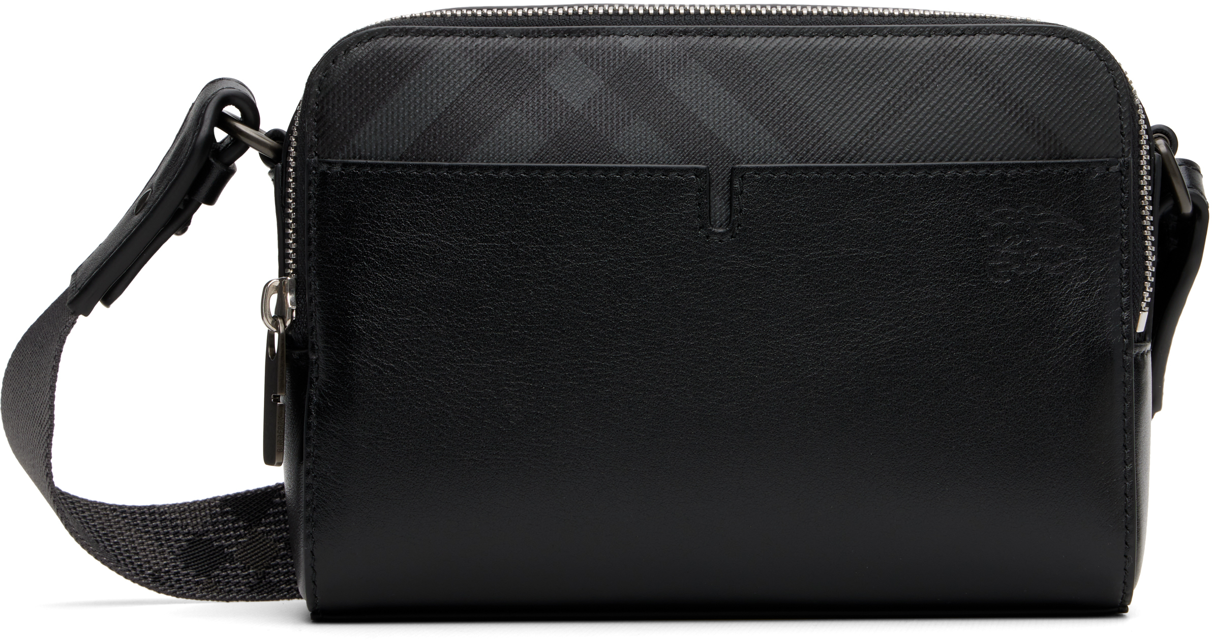 Burberry: Black Pop Check Crossbody Bag | SSENSE