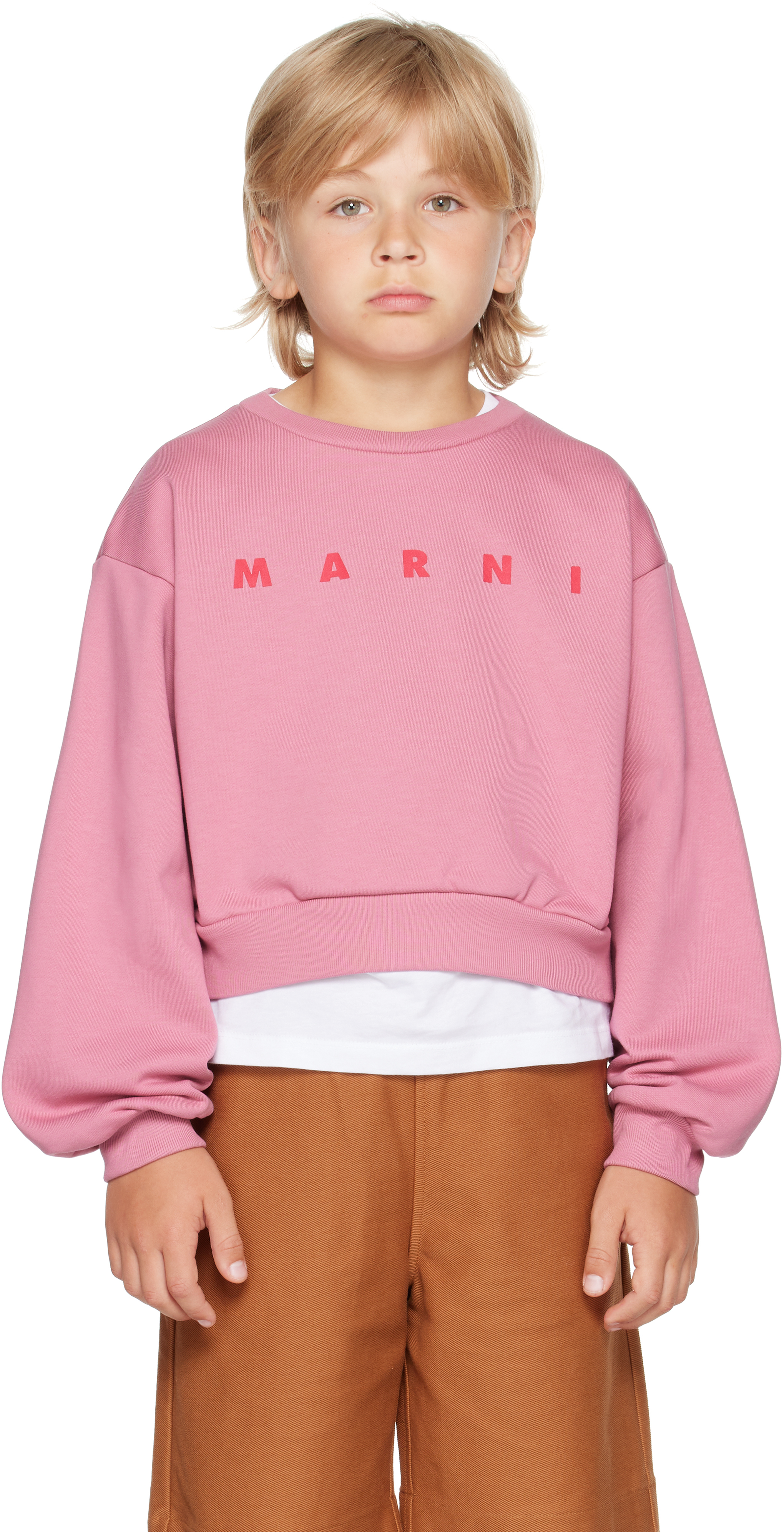 Kids Pink Cotton 'Marni' Print Sweatshirt by Marni | SSENSE