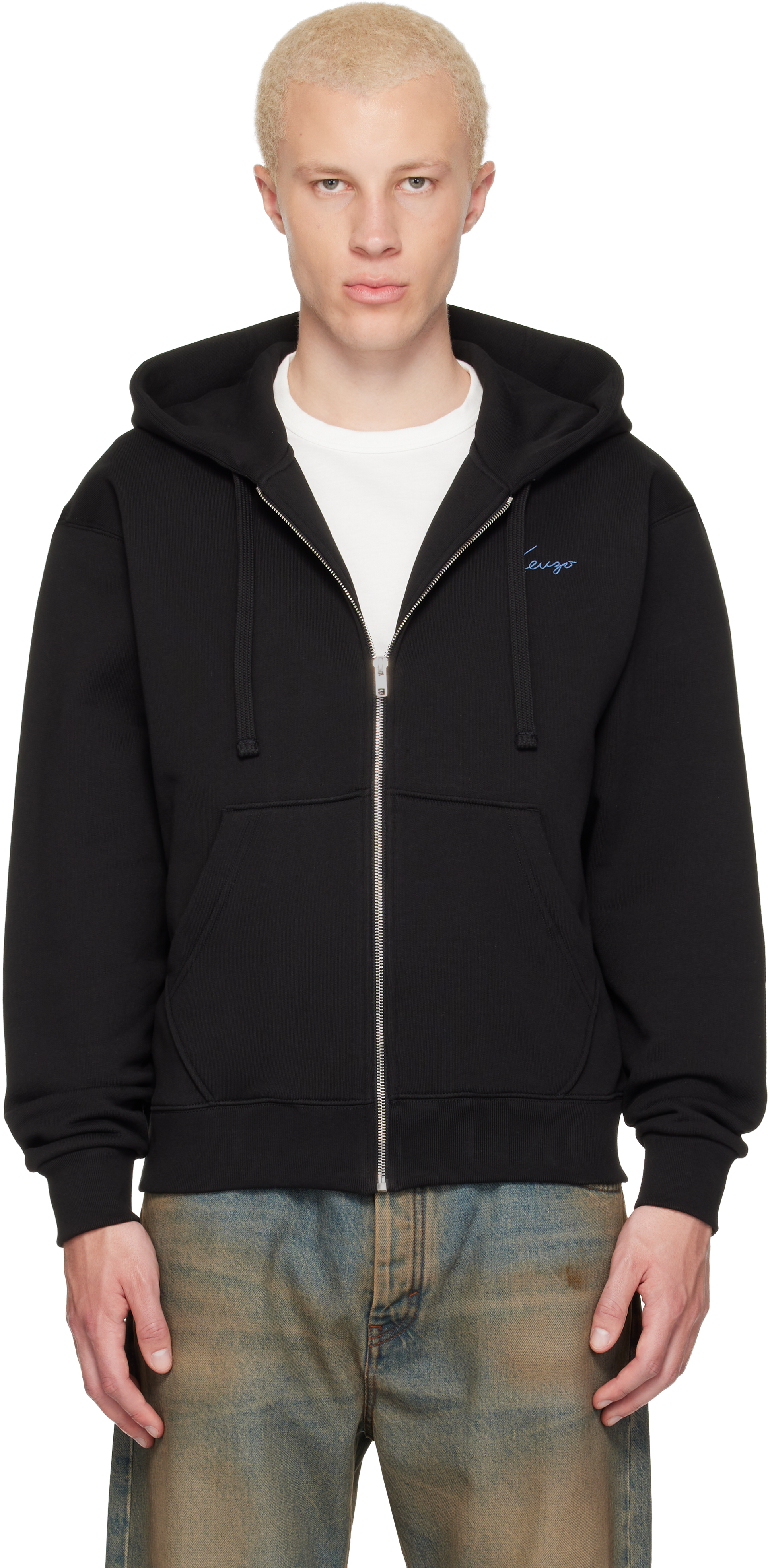 Kenzo: ブラック Kenzo Paris 'KENZO Signature' Embroidered ジップ