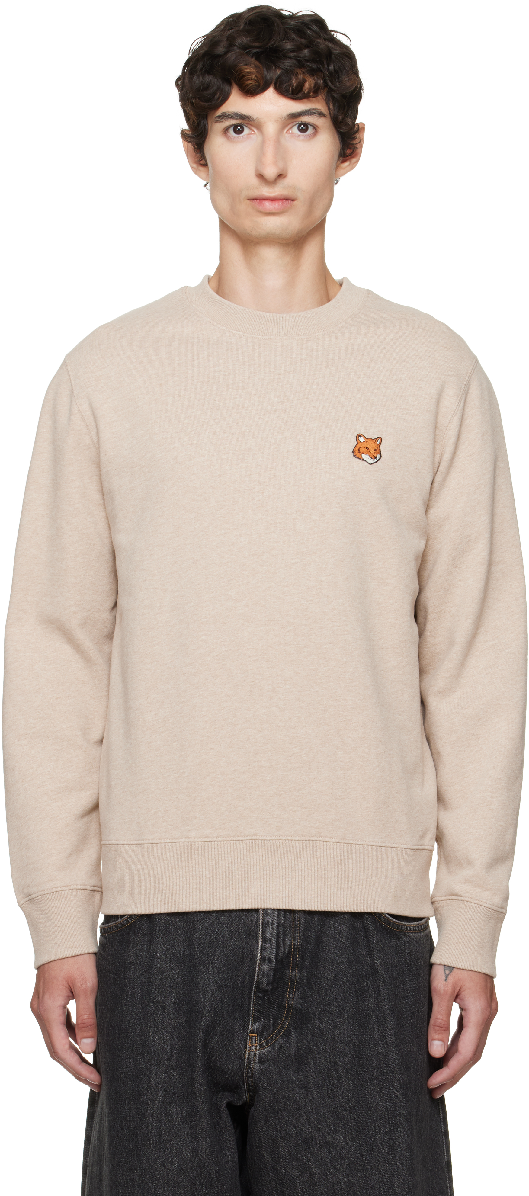 Maison Kitsuné: Beige Fox Head Sweatshirt | SSENSE