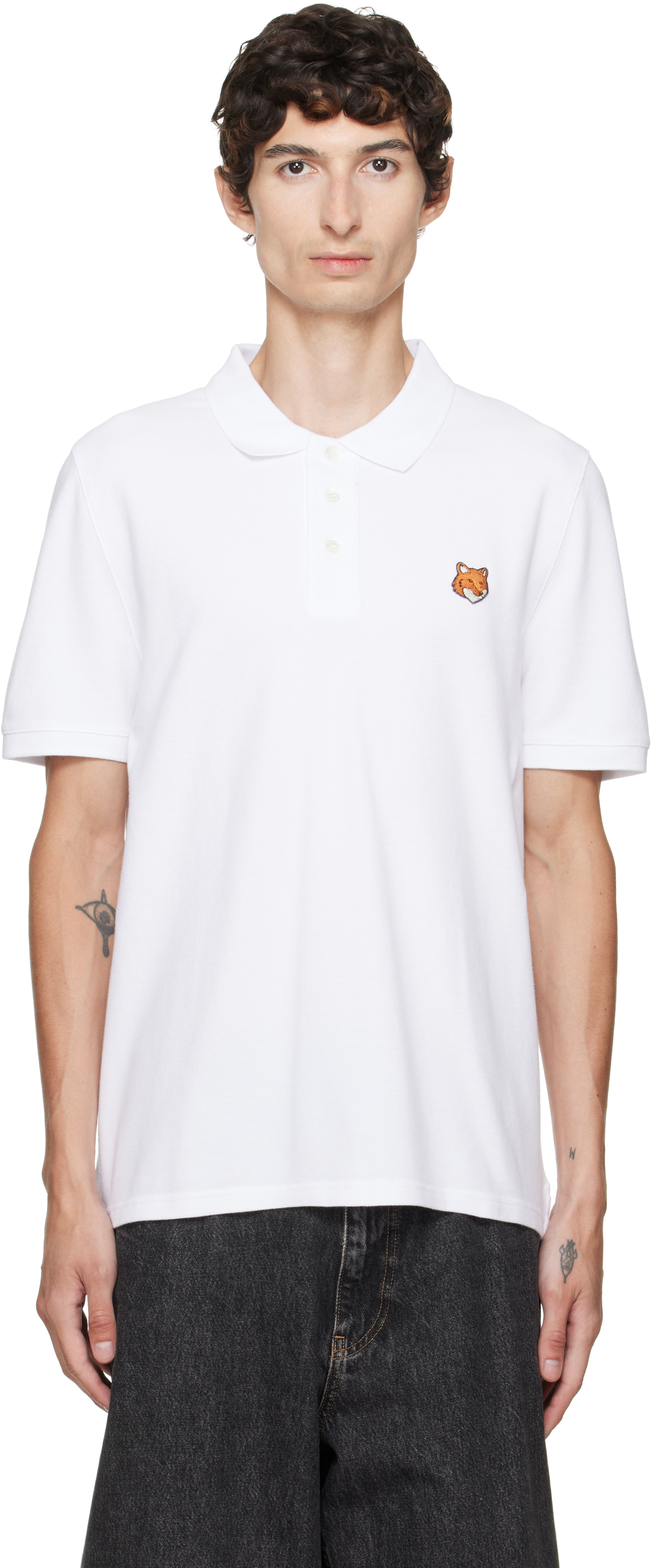 Maison Kitsuné: White Fox Head Regular Polo | SSENSE