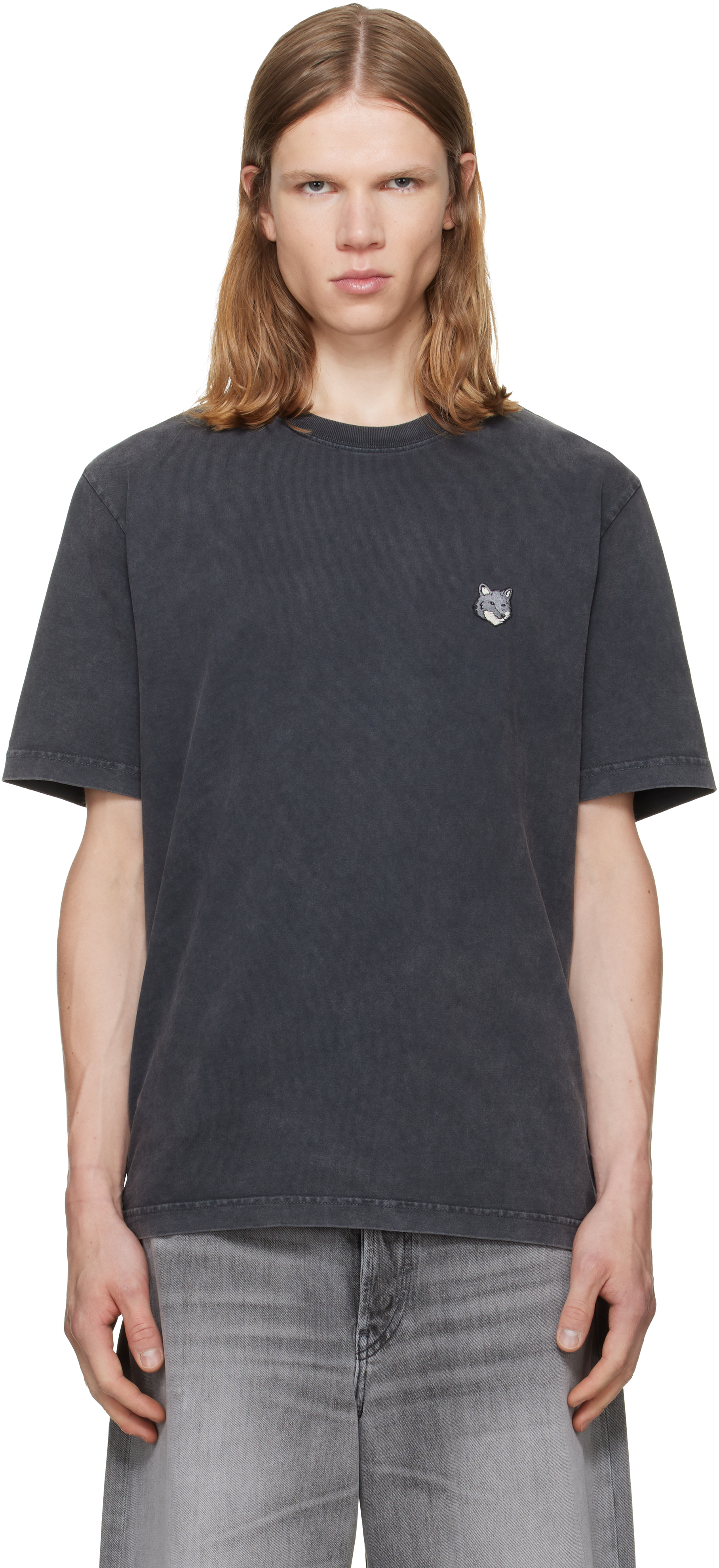 Maison Kitsuné: Gray Fox Head Faded Comfort T-shirt | SSENSE