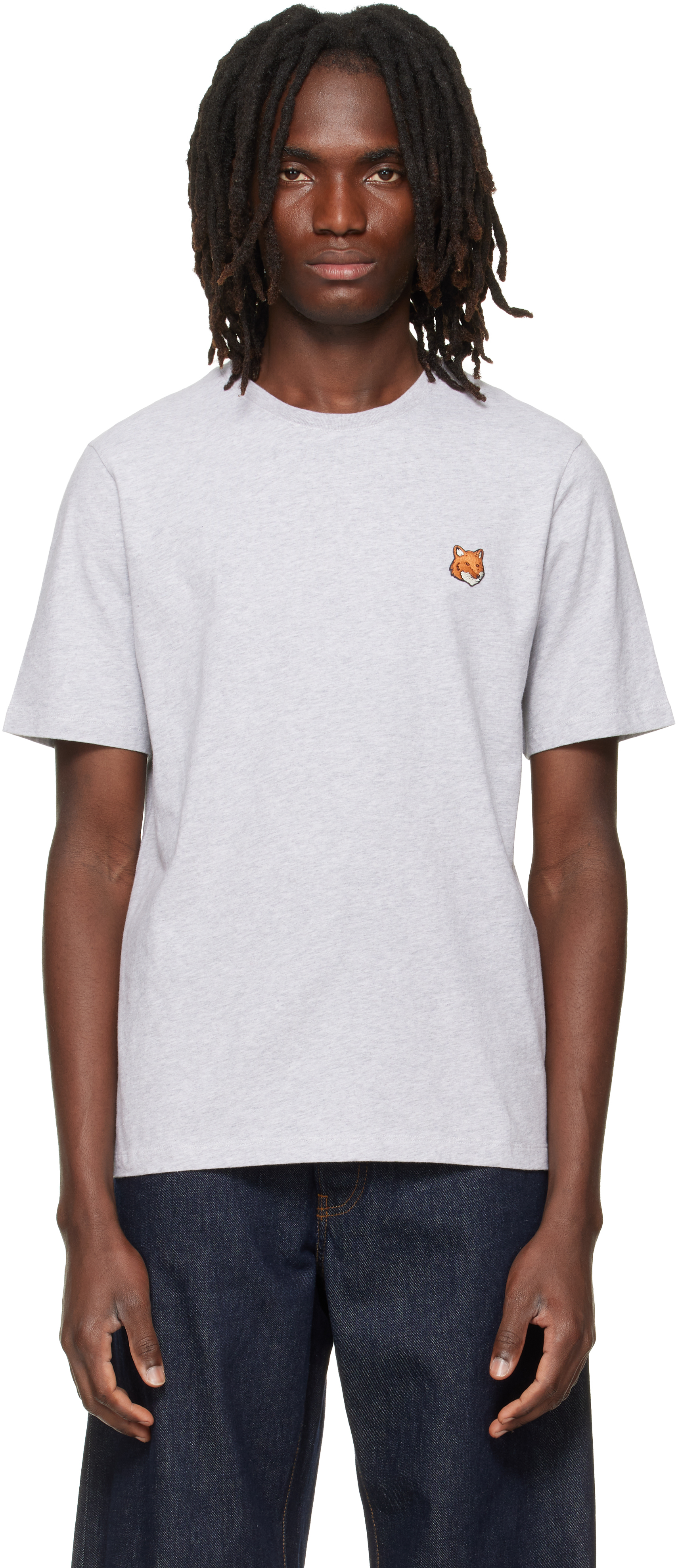 Maison Kitsuné: Gray Fox Head Regular T-shirt | SSENSE