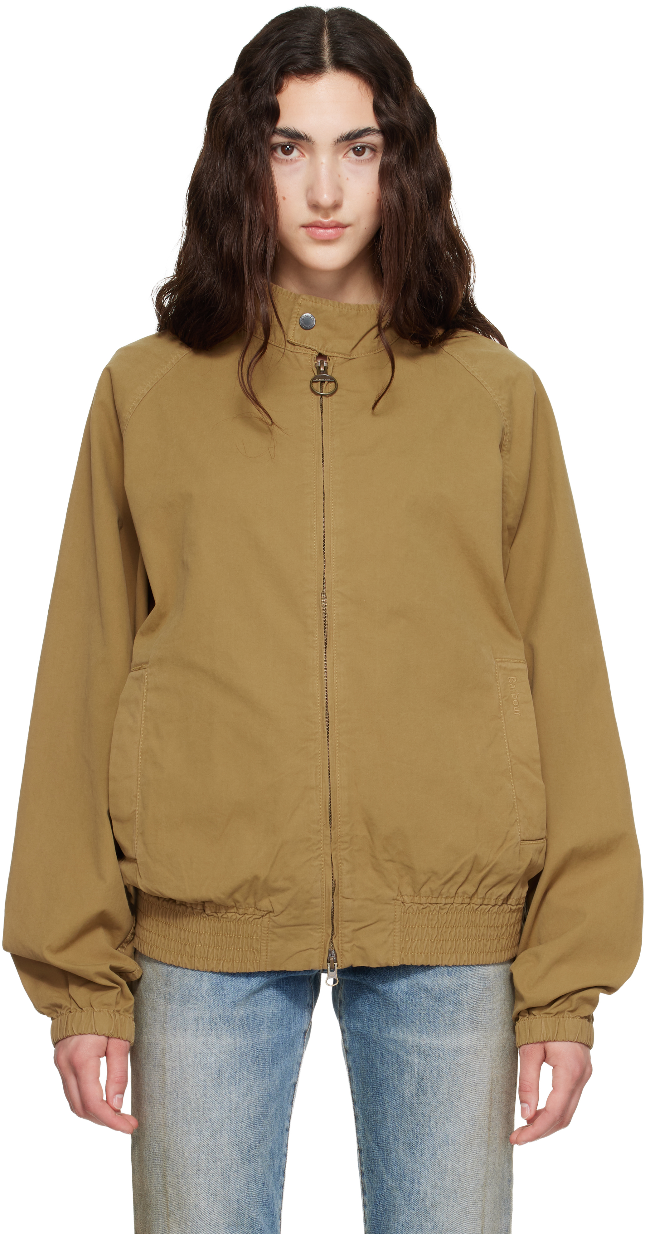 Barbour: Tan Royston Cotton Harrington Bomber Jacket | SSENSE