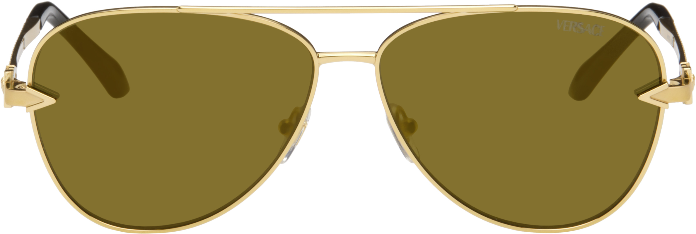 Versace Aviator Sunglasses - Bronze Amazon.com: Versace VE2231 100287 60MM Gold/Dark Grey Pilot  main image 2