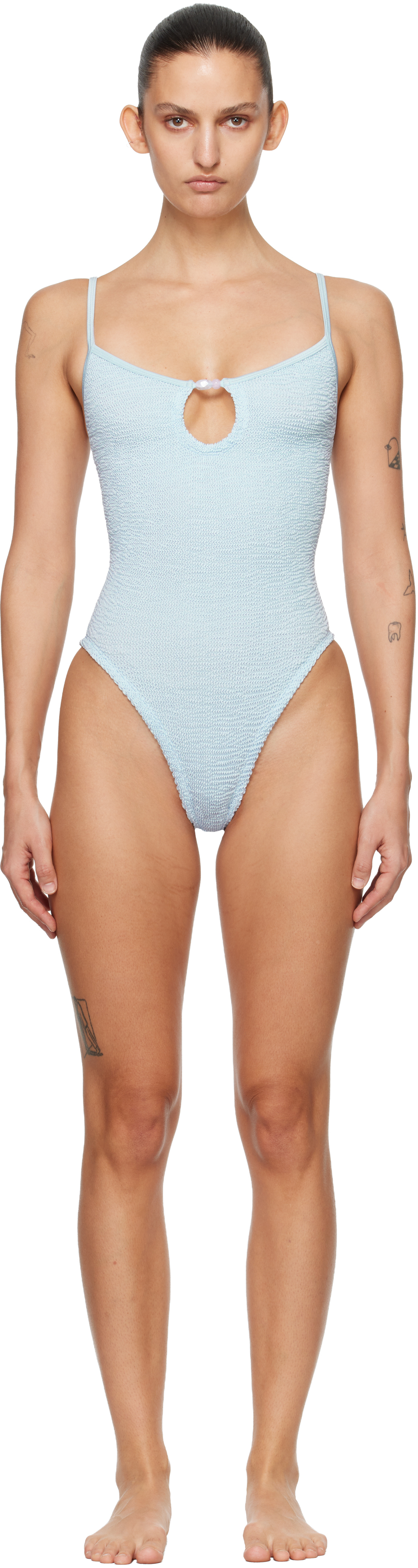 HunzaG水着 セパレート 水色 Hunza G: Blue Mia Beaded Swimsuit | SSENSE