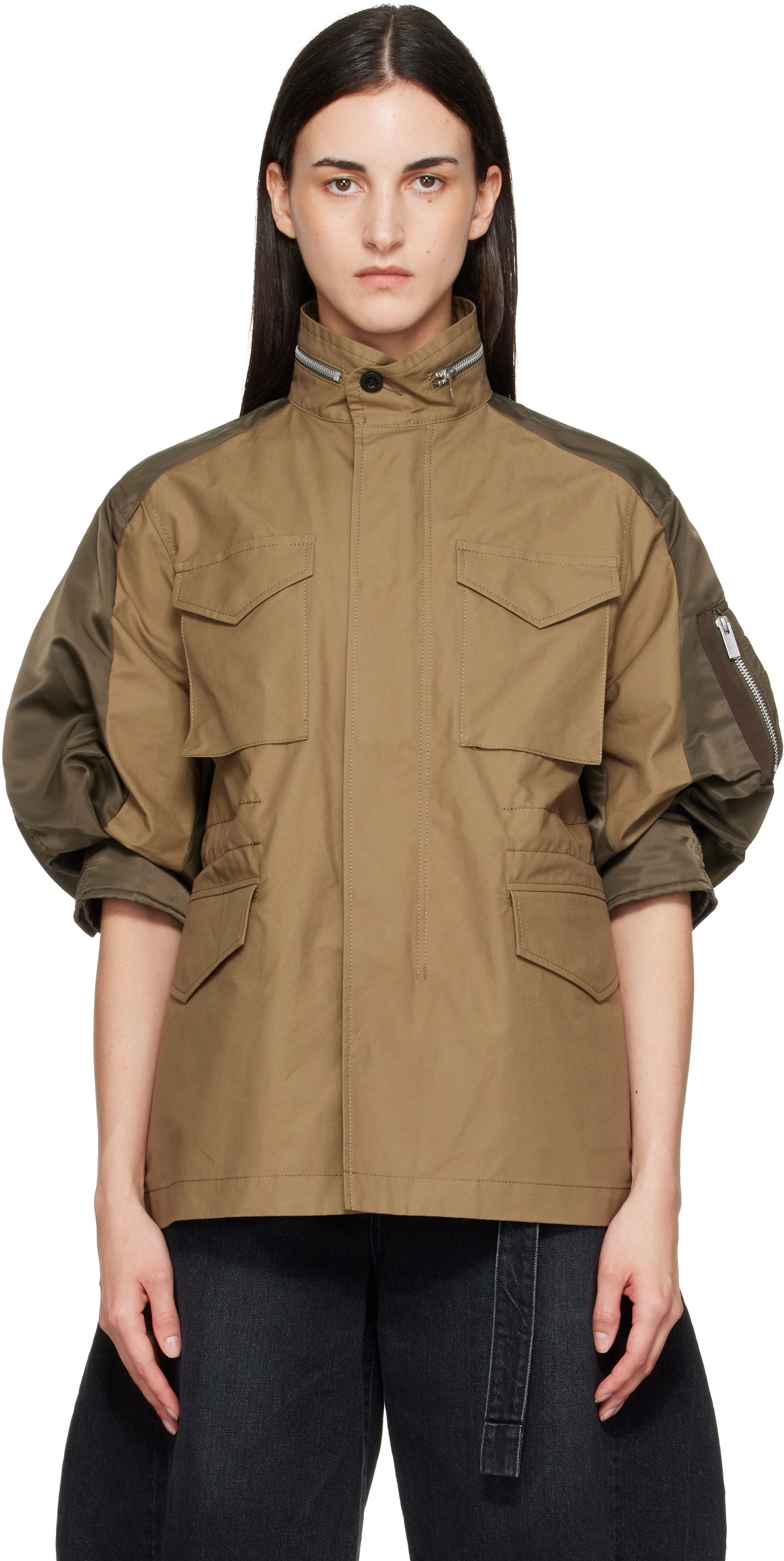 sacai: Khaki Cotton Weather Jacket | SSENSE