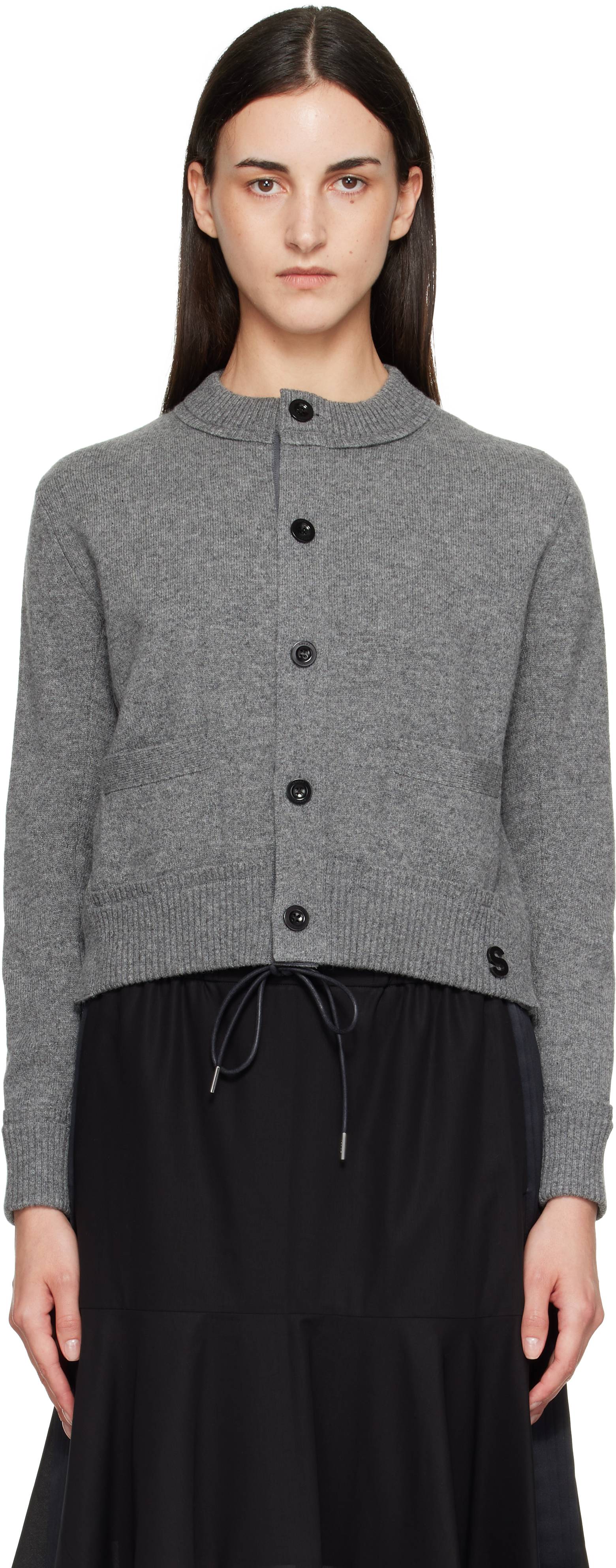 sacai: グレー Wool Knit カーディガン | SSENSE 日本