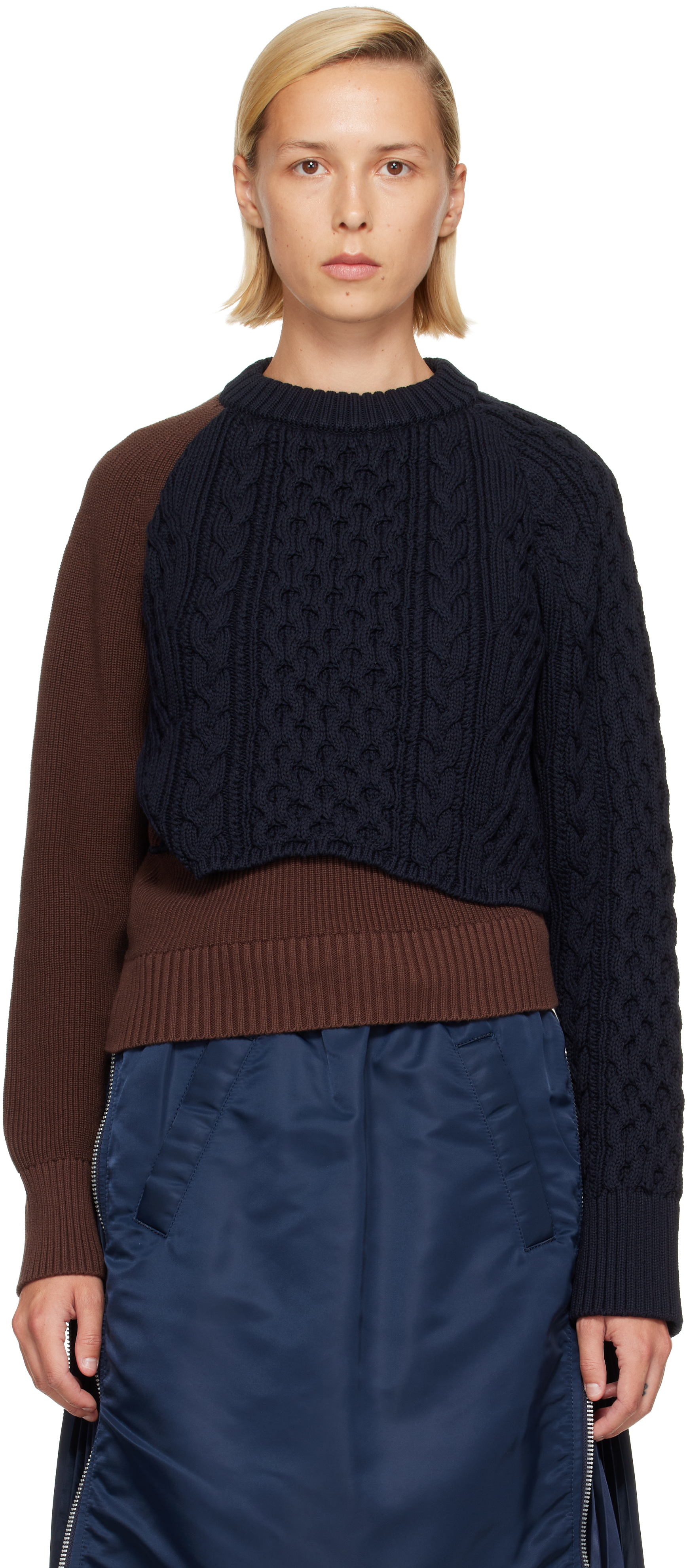 sacai: Brown Cotton Cashmere Knit Sweater | SSENSE