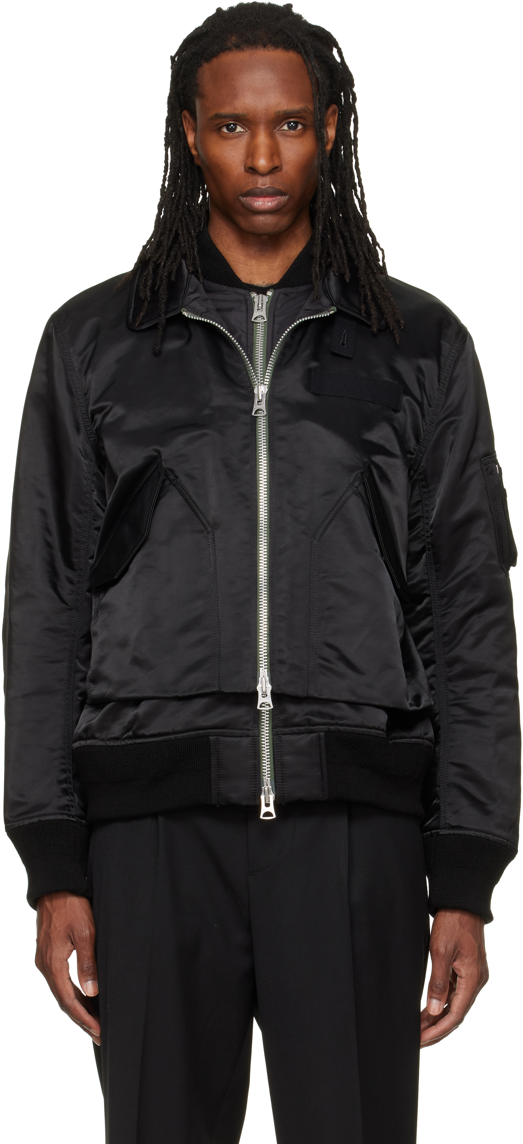 sacai: ブラック コットンナイロン ツイル ボンバージャケット