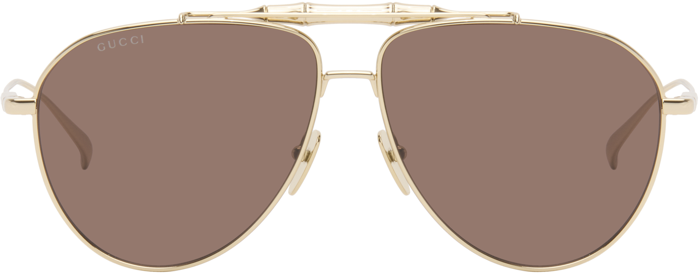Gucci: Gold Bamboo Metal Sunglasses | SSENSE Canada