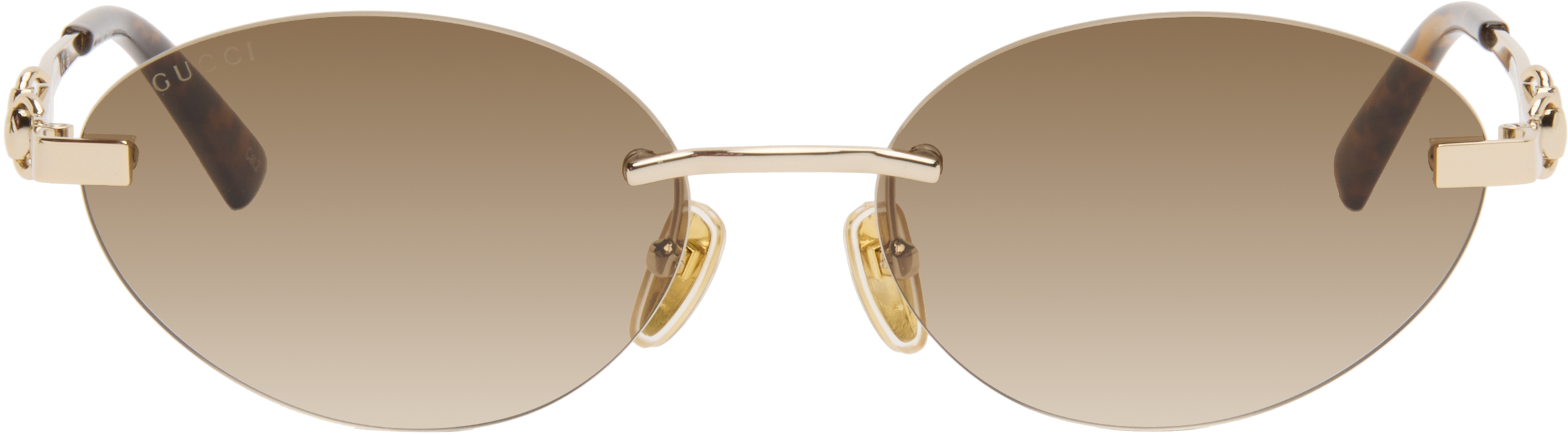 Gucci: Gold Frameless Oval Sunglasses | SSENSE Gucci: Gold Frameless Oval Sunglasses | SSENSE