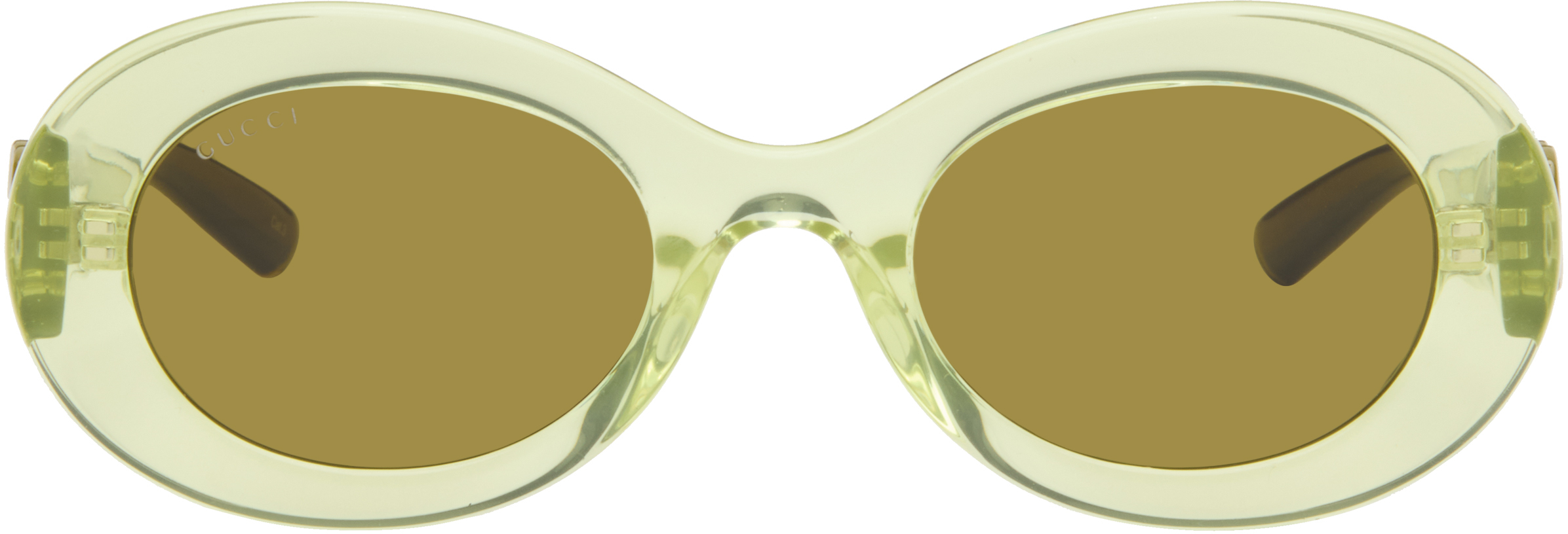 New Gucci green gradient lens 58mm round oval Gucci Oval Frame Sunglasses - Green / Brown – Kith main image 4