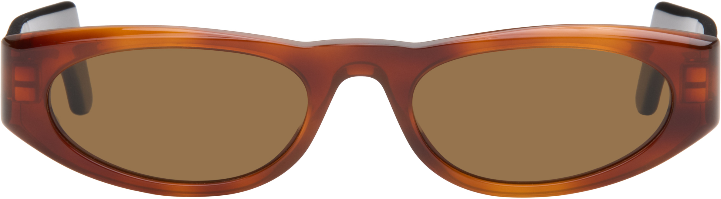 Valentino: Brown & Black Geometric Acetate Sunglasses | SSENSE