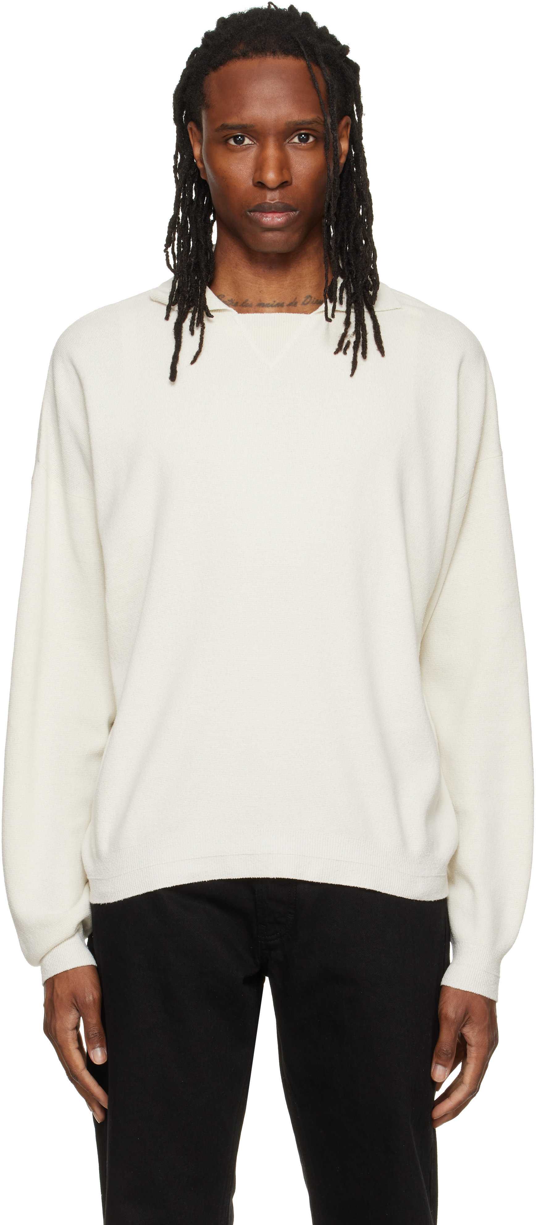 【美品・定価2.9万】ESTNATION ニットポロ L オフホワイト Calvin Klein Collection: オフホワイト Desmond ニットポロシャツ
