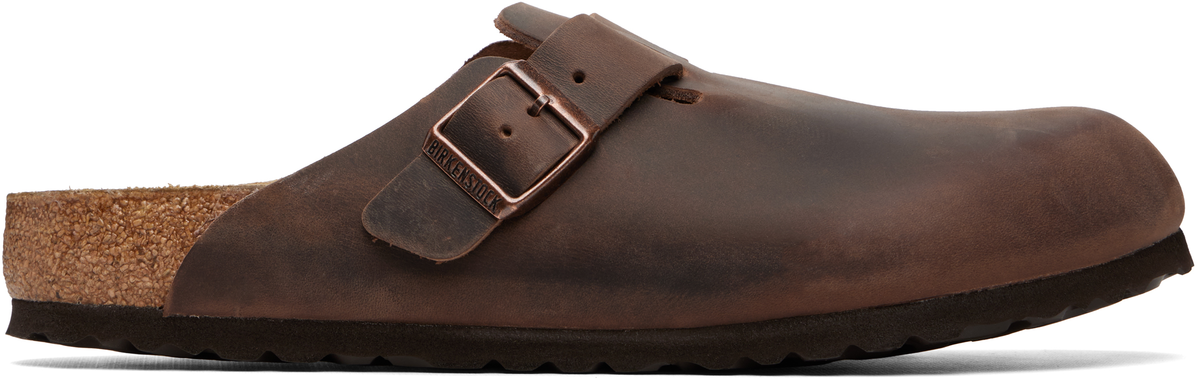 Birkenstock: ブラウン Boston レギュラー オイルレザー クロッグ
