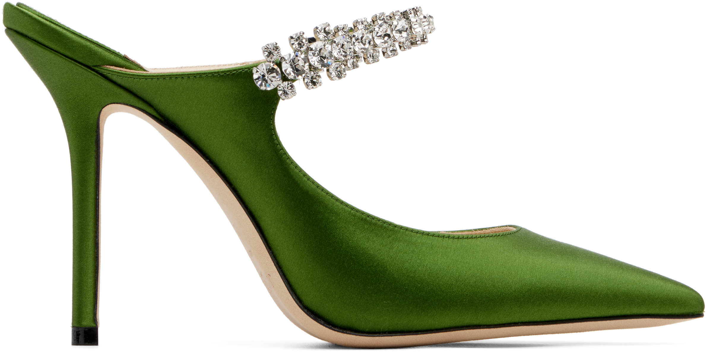 Jimmy Choo: グリーン Bing 100 サテン ヒール | SSENSE 日本