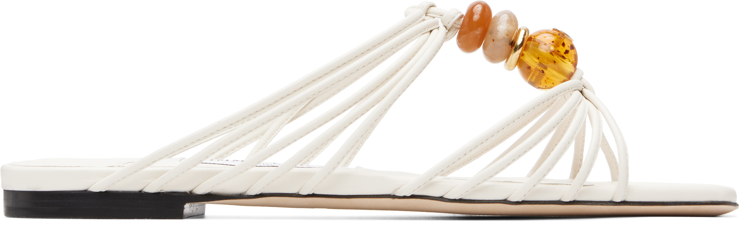 Jimmy Choo: ホワイト Lova Mule フラットサンダル | SSENSE 日本