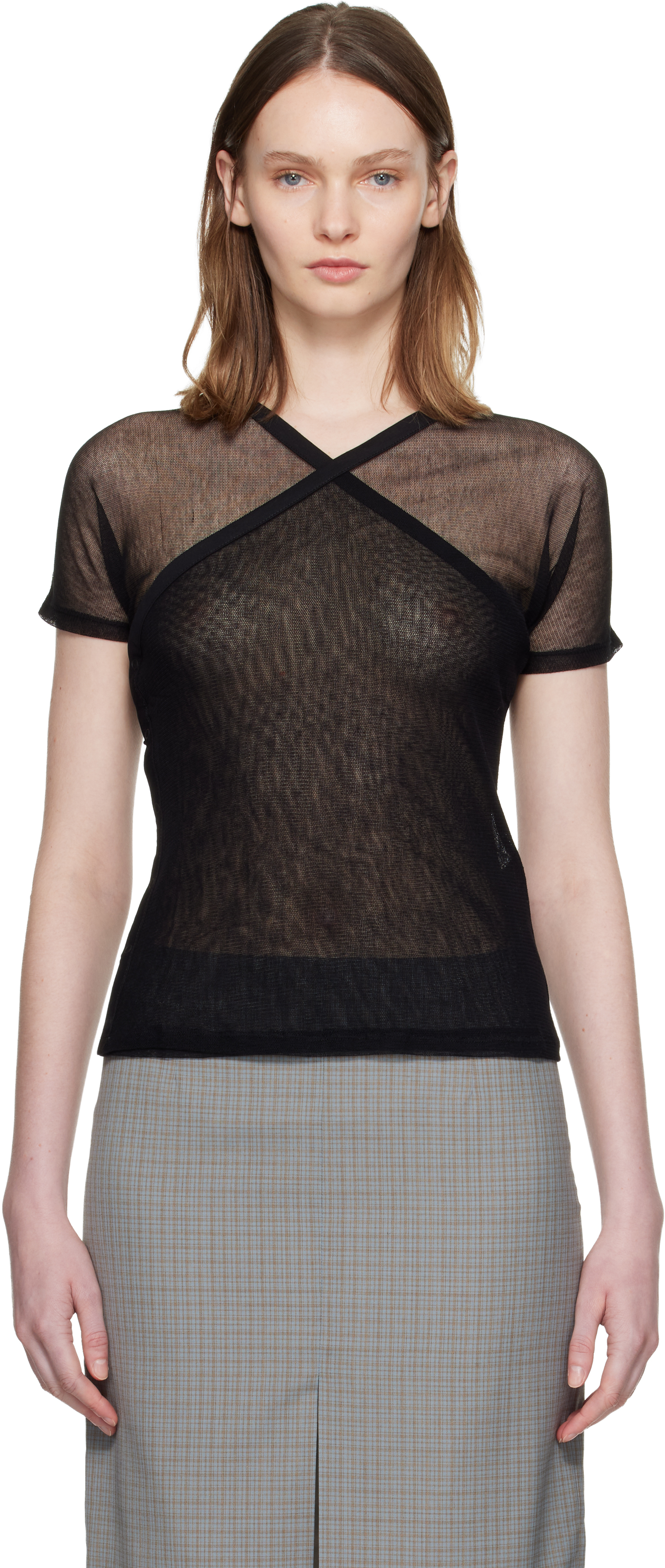 Paloma Wool: Black Olimpia Mesh T-shirt | SSENSE