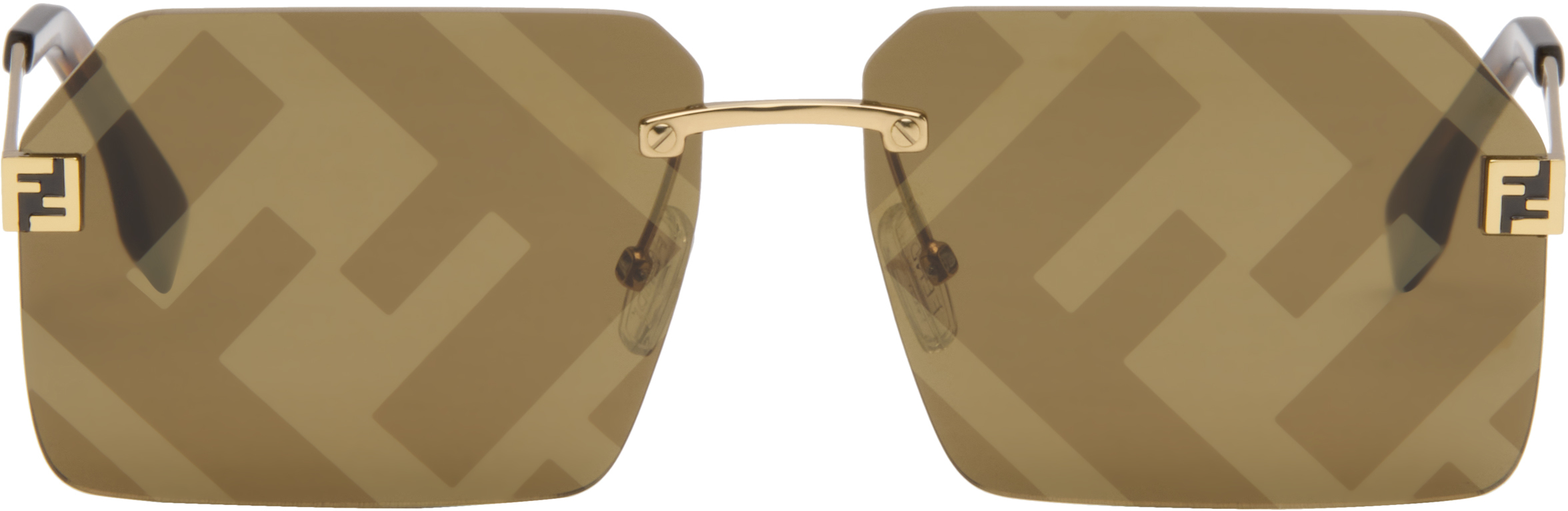 Fendi: Gold Fendi Sky Sunglasses | SSENSE display picture 2