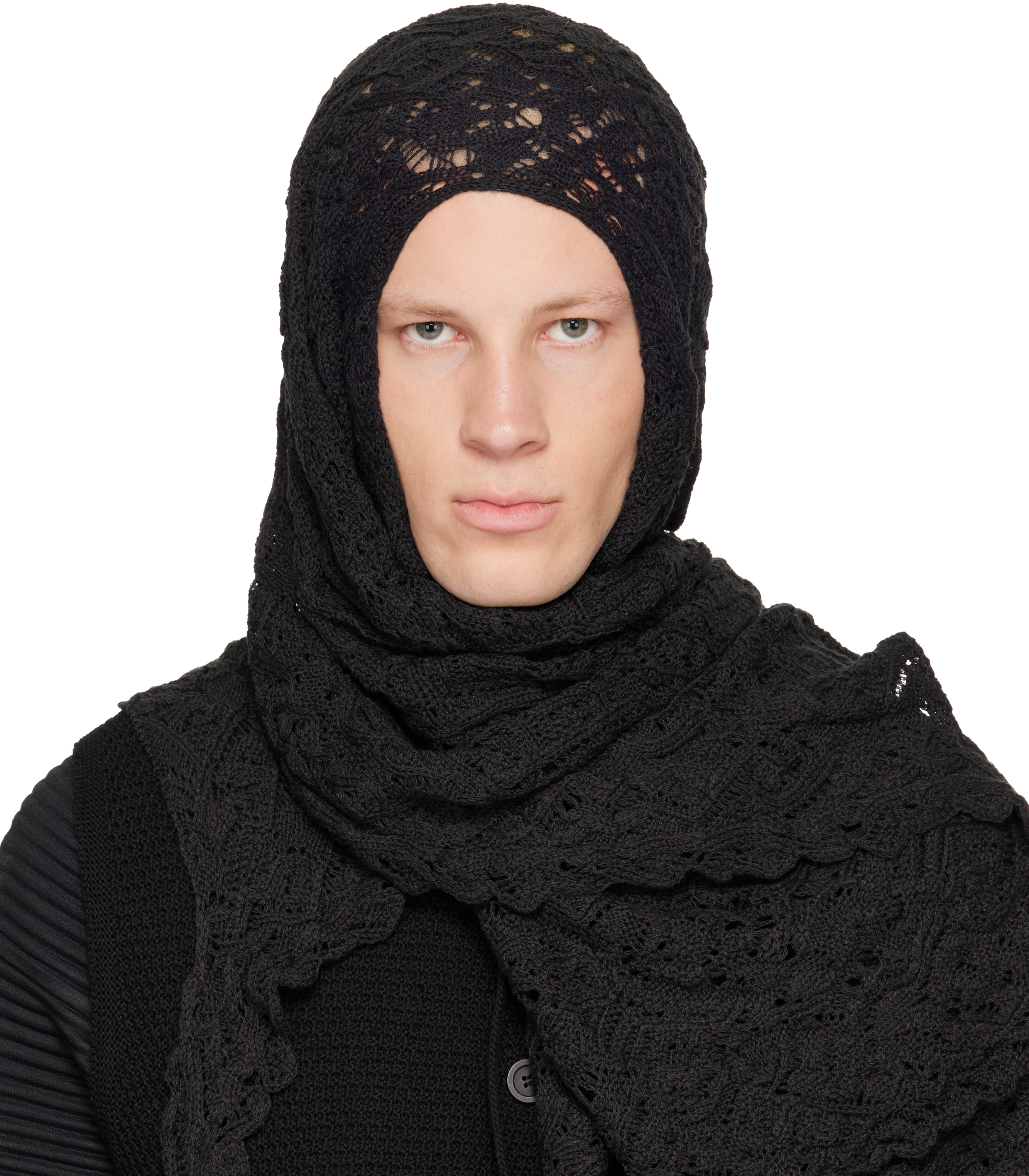 HOMME PLISSÉ ISSEY MIYAKE: Black Branches & Leaves May Scarf | SSENSE