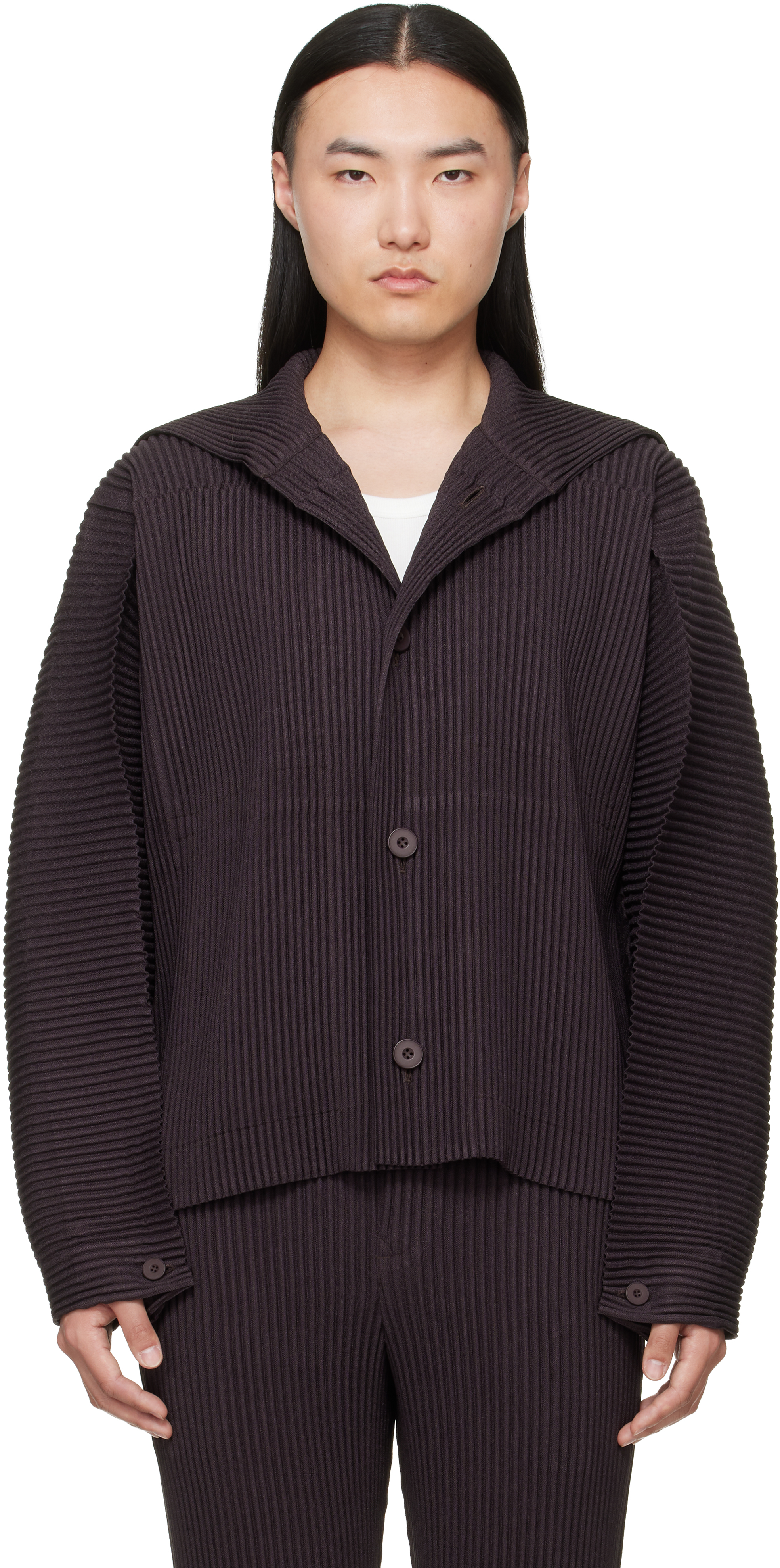 HOMME PLISSÉ ISSEY MIYAKE: Brown Linen Like Jacket | SSENSE UK