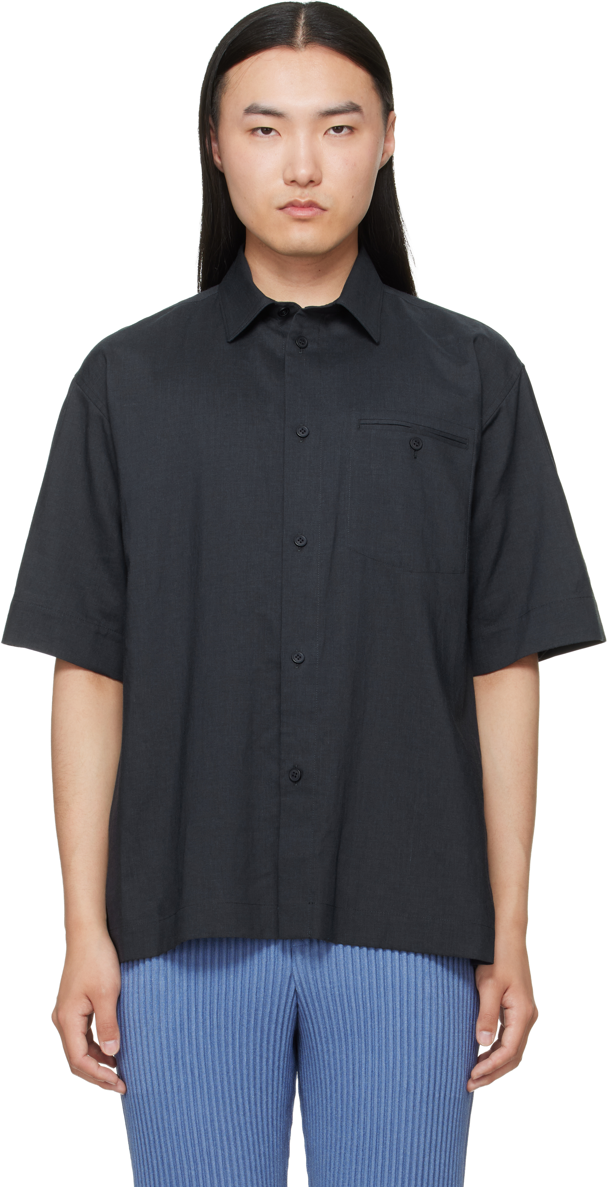 HOMME PLISSÉ ISSEY MIYAKE: Gray PL Ramie Shirt | SSENSE Canada