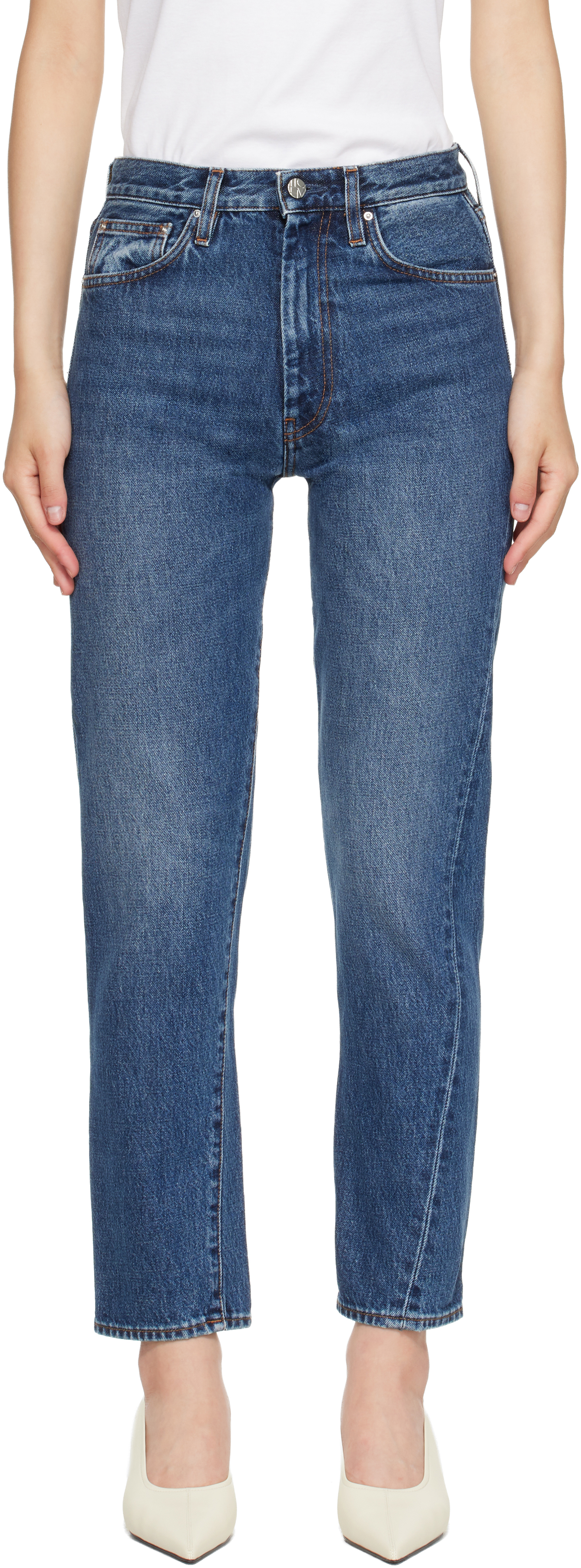 TOTEME: Blue Twisted Seam Jeans | SSENSE