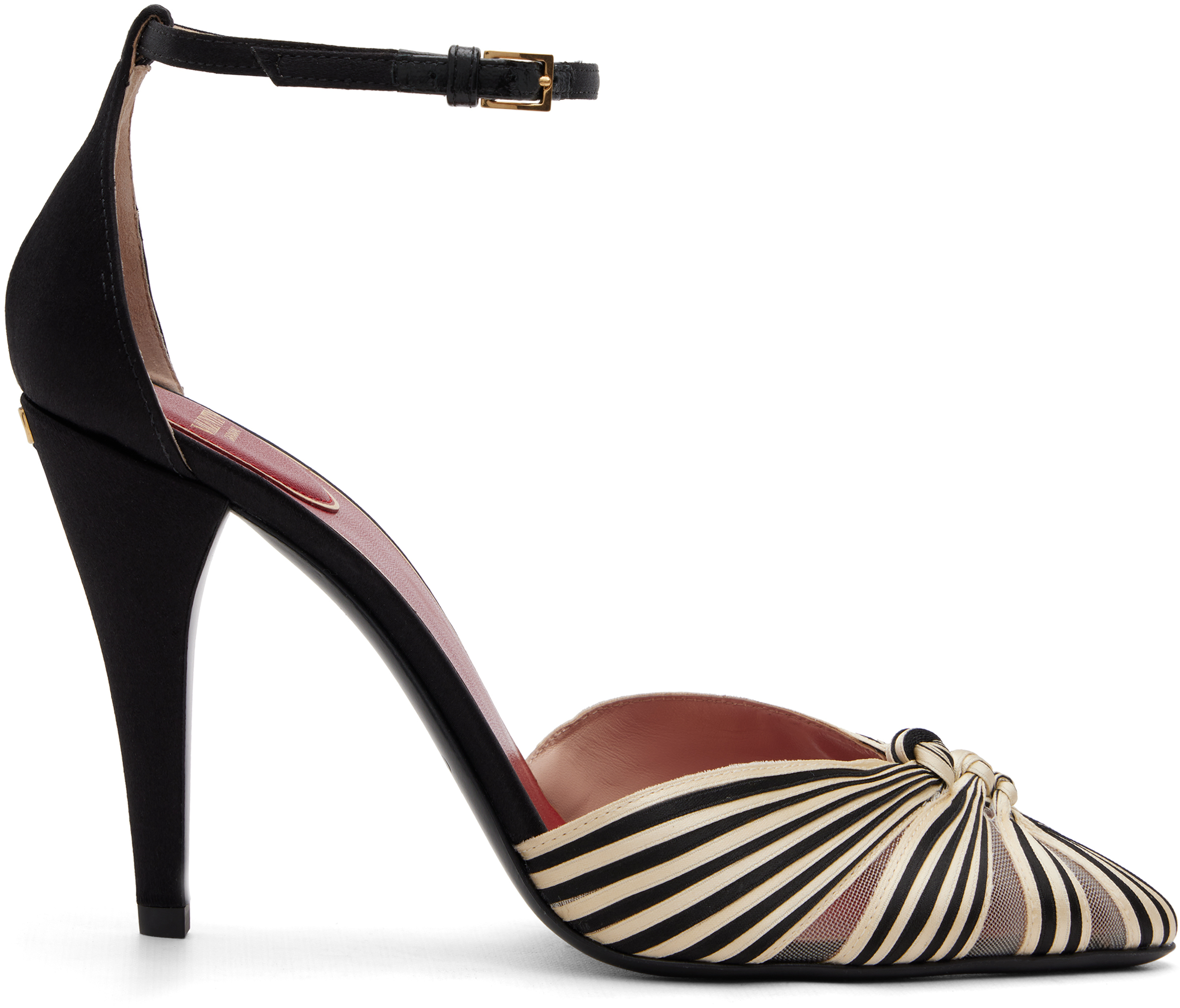 Valentino Garavani: Black & Off-White Annine Satin Heels | SSENSE