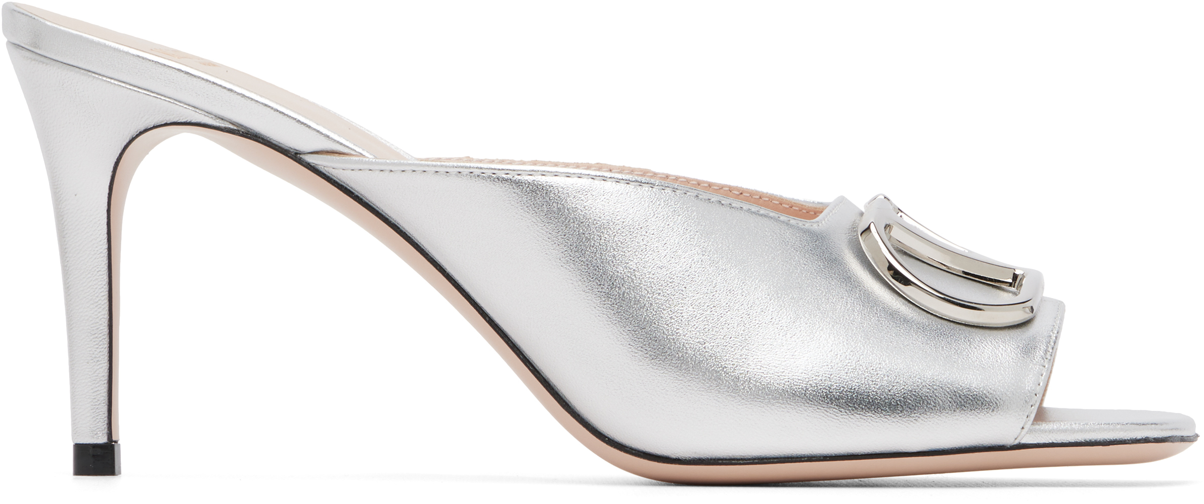 Valentino Garavani: Silver VLogo Signature Heeled Sandals | SSENSE