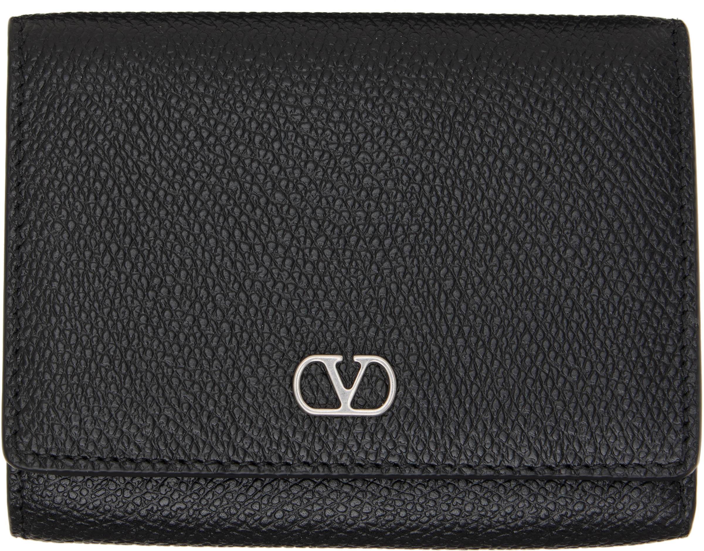 Valentino Garavani: Black VLogo Signature Trifold Wallet | SSENSE